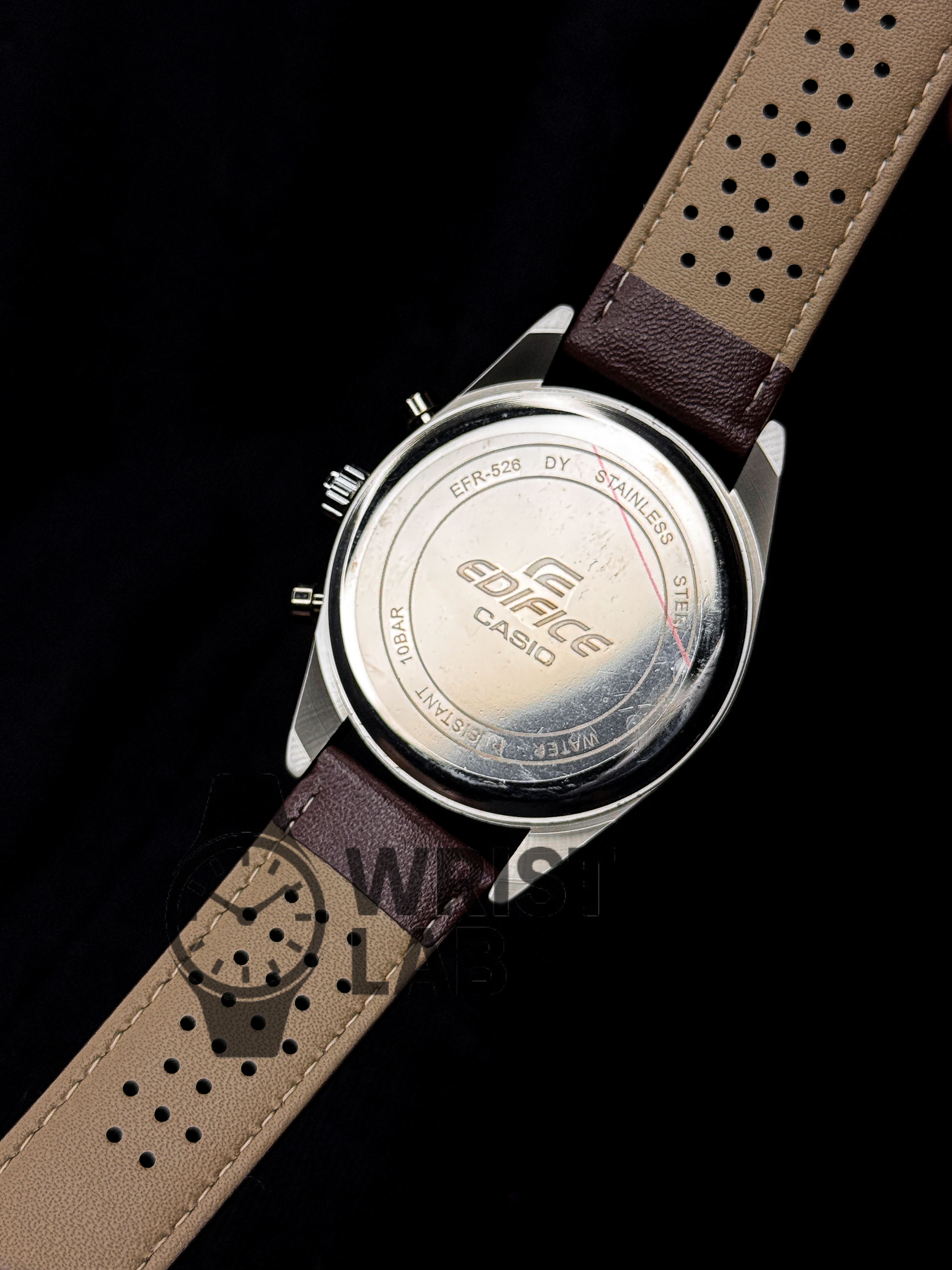 EDIFICE CLASSIC TRI-SUBDIAL BLACK DIAL BROWN BELT_img_4