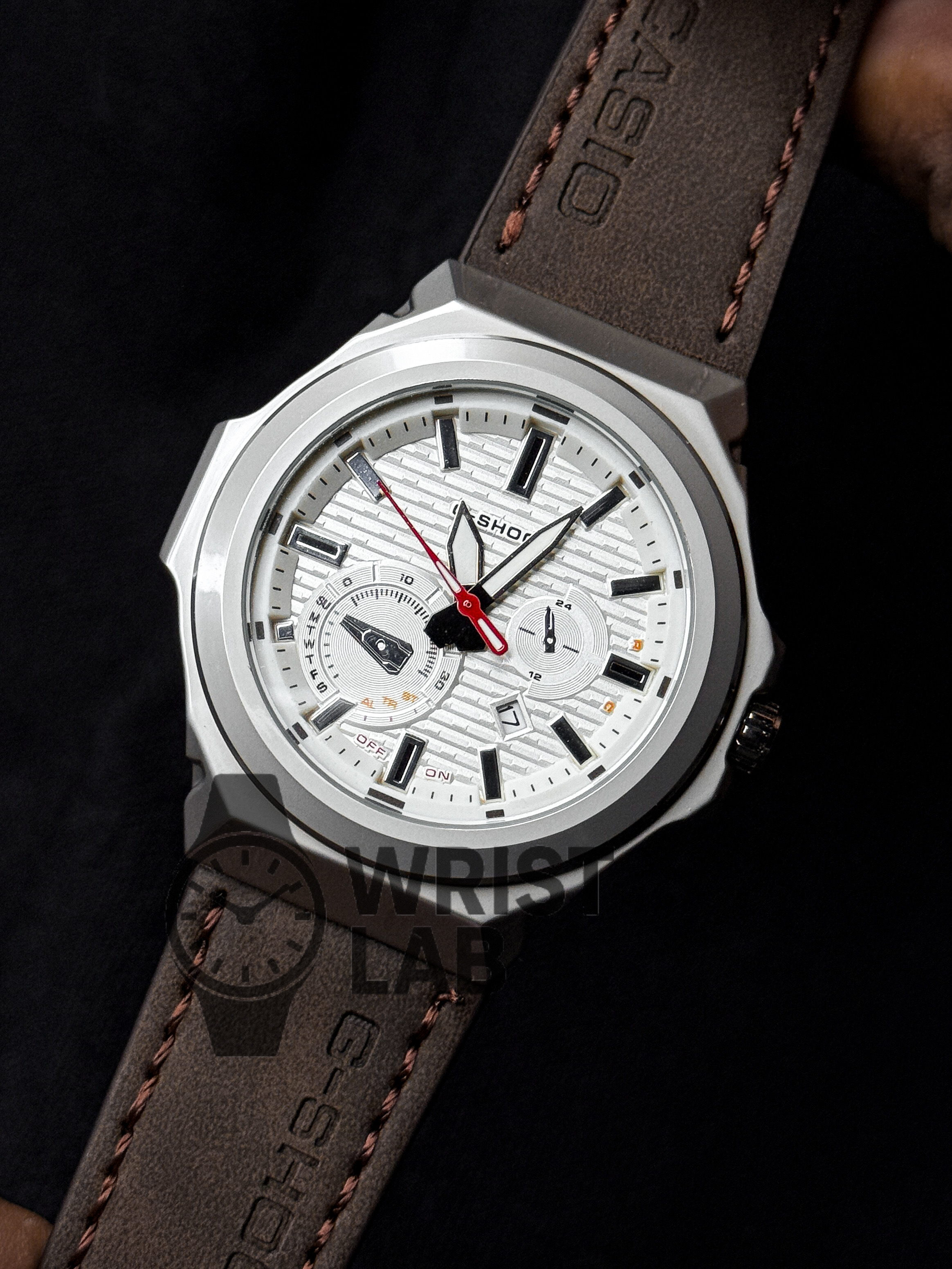 GSHOCK STEELFORGE OCTAGON BROWN BELT WHITE DIAL_img_3