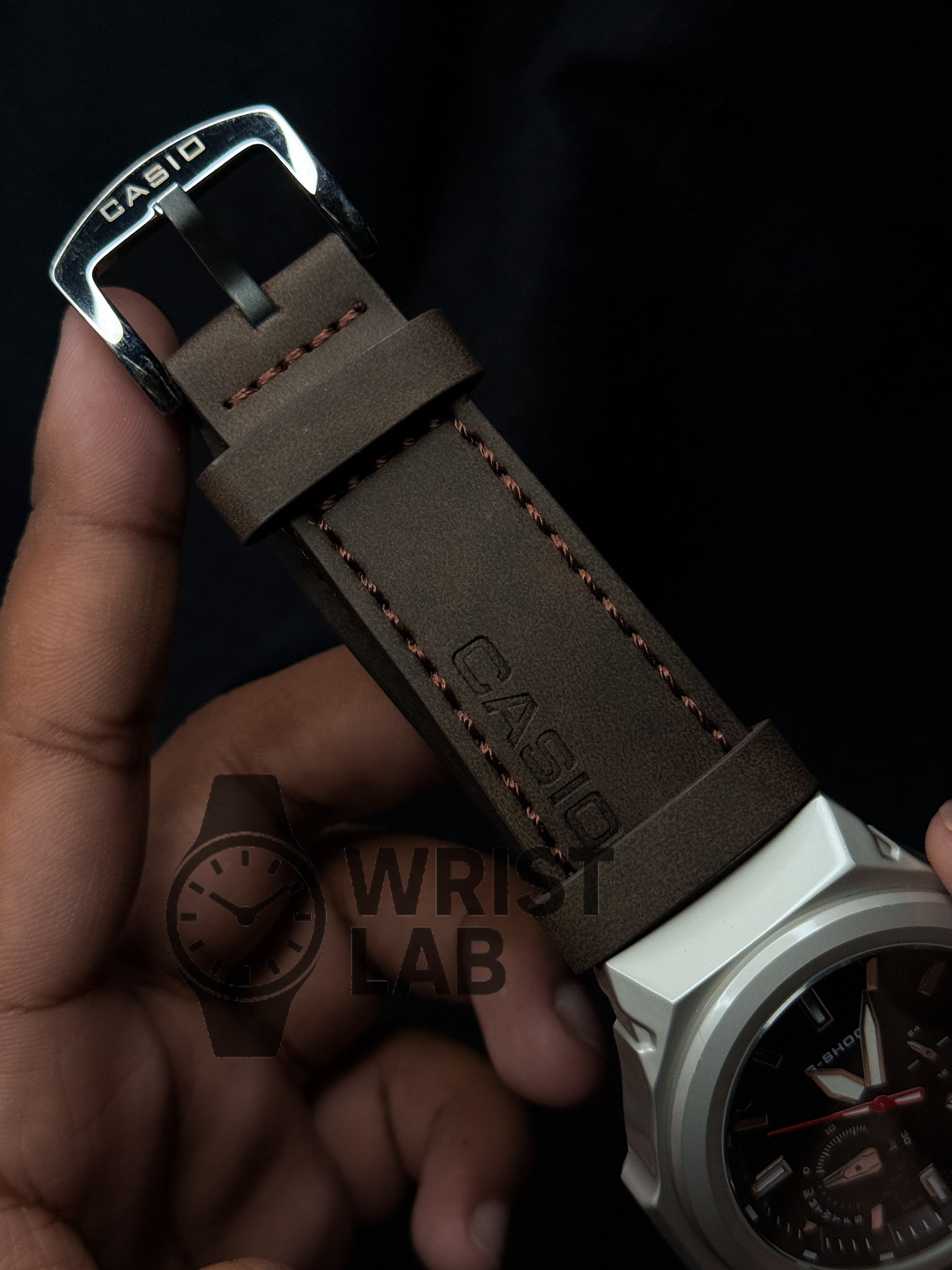 GSHOCK STEELFORGE OCTAGON BROWN BELT BLACK DIAL_img_5