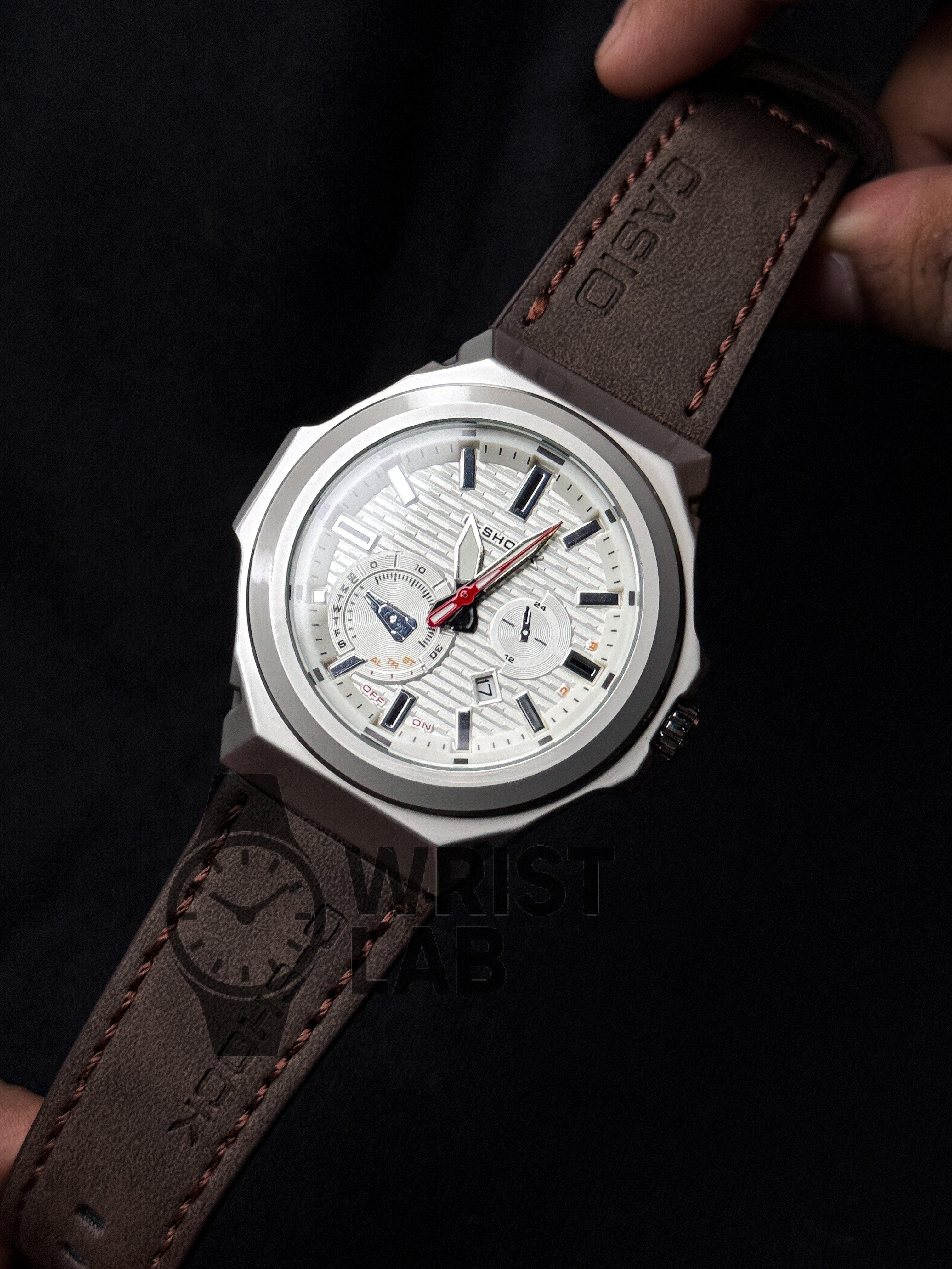 GSHOCK STEELFORGE OCTAGON BROWN BELT WHITE DIAL_img_0