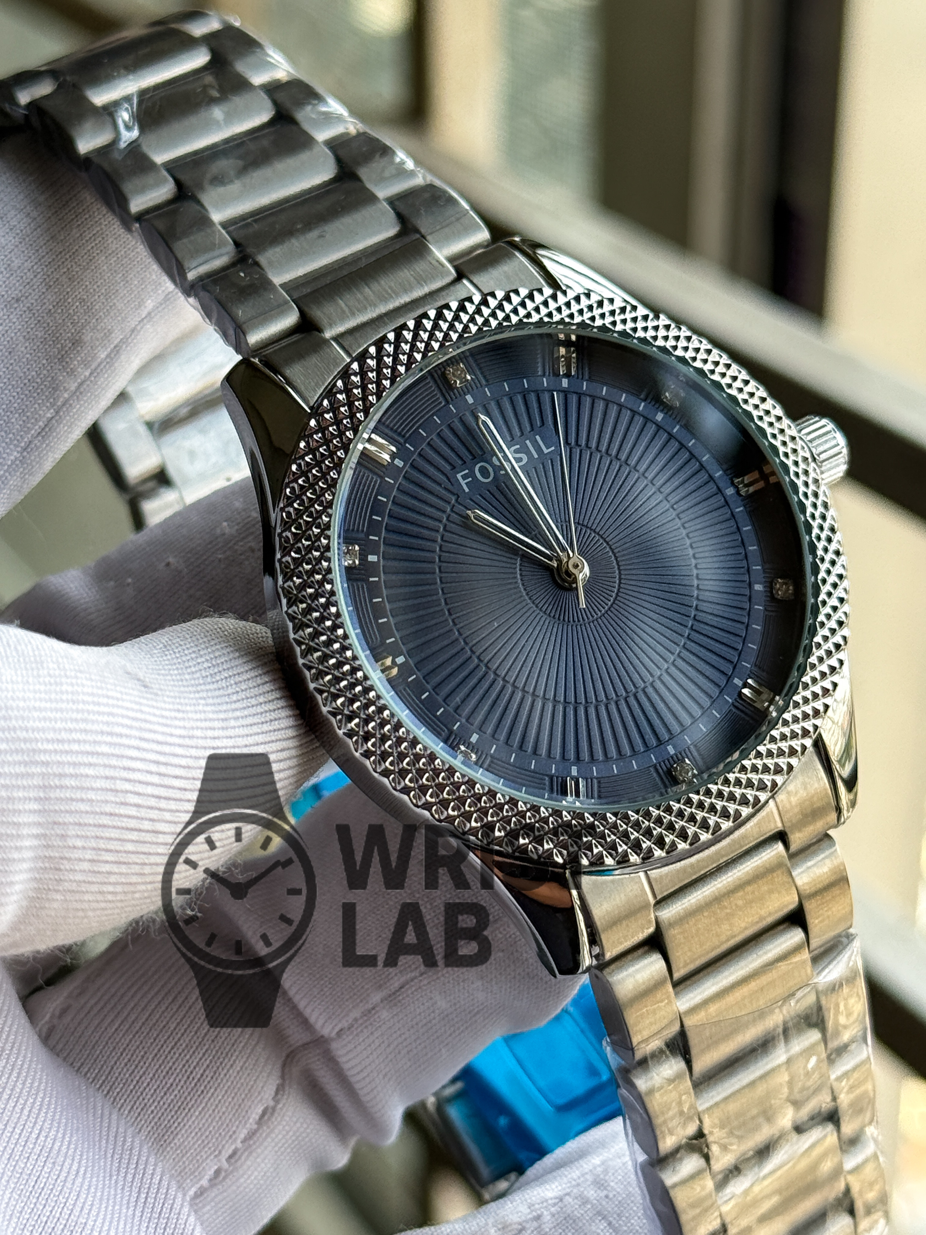FOSSIL AZURE RADIANCE STEEL EDITION BLUE DIAL SILVER CHAIN_img_2
