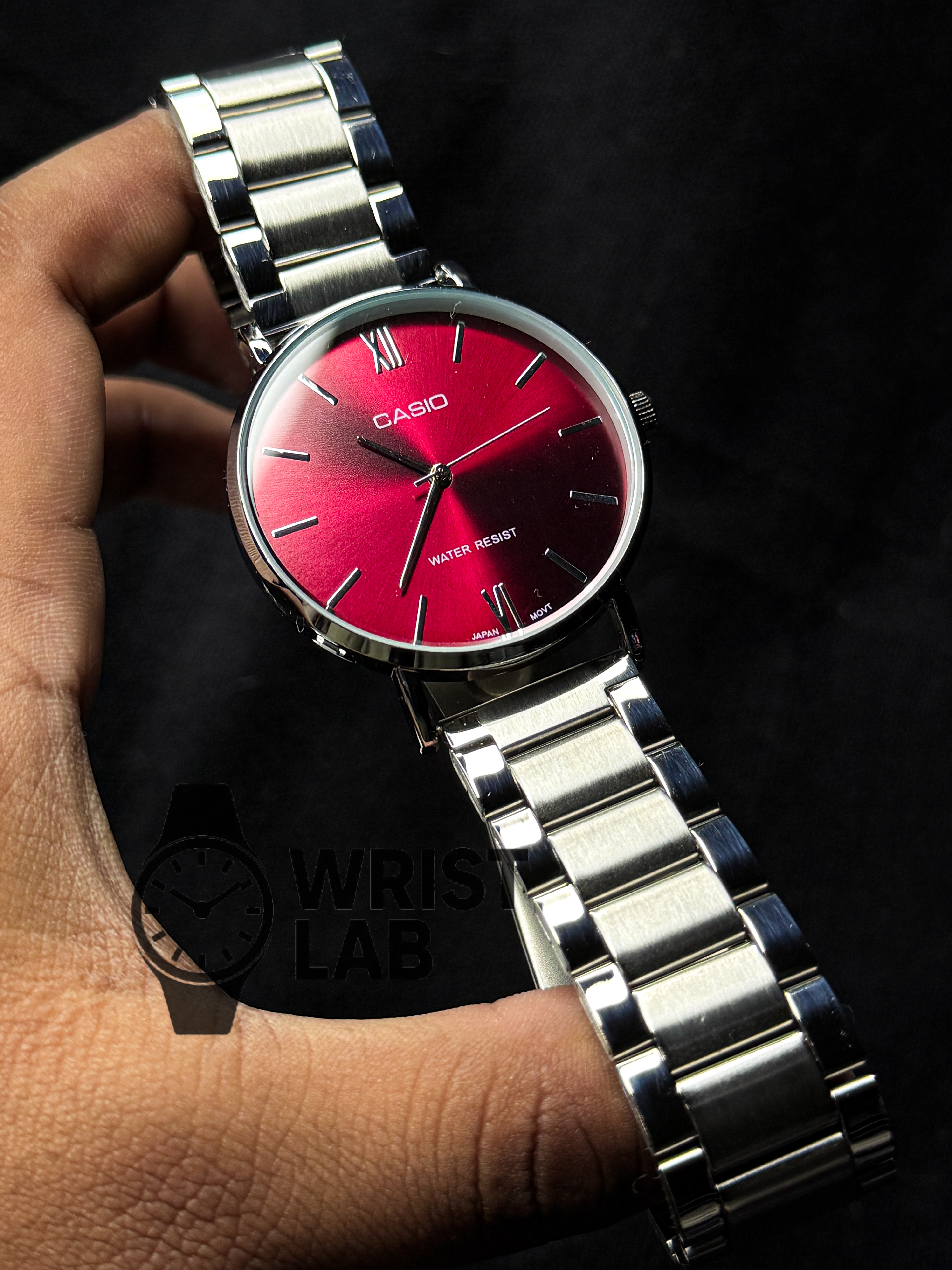 CASIO CLASSIC LINEAR SILVER CHAIN RED DIAL_img_2