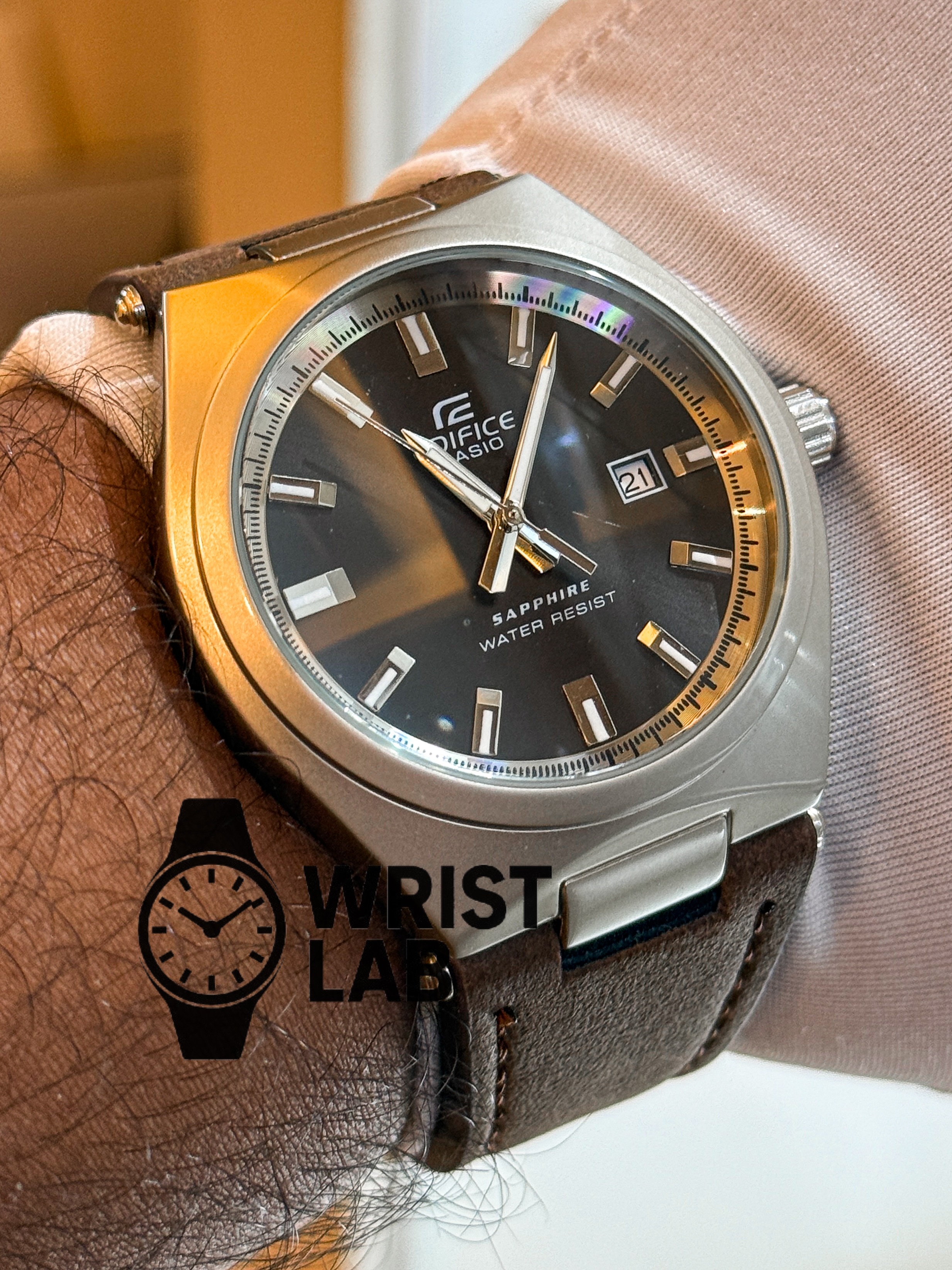EDIFICE ELITE BROWN BELT SILVER CASE_img_2