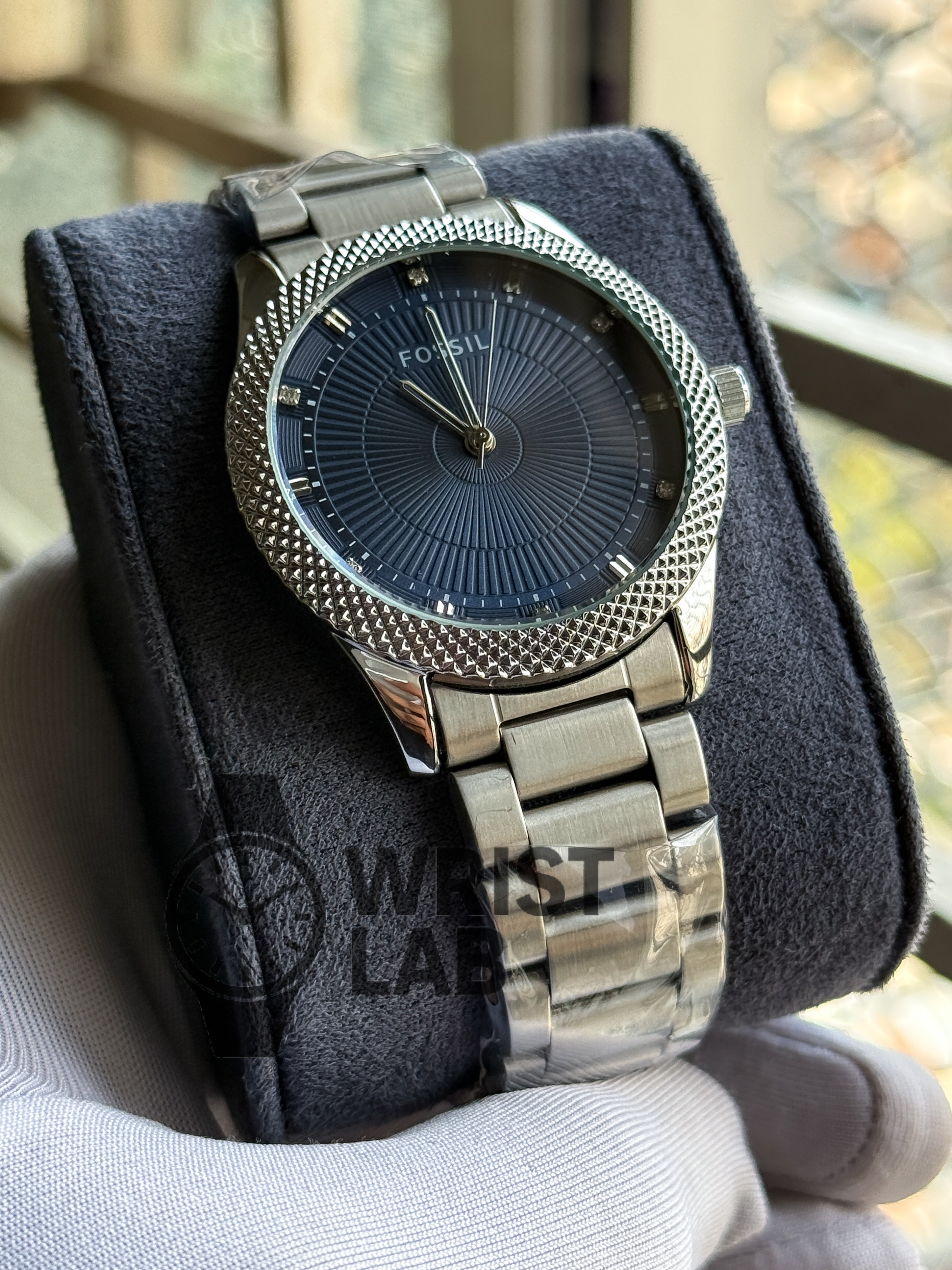 FOSSIL AZURE RADIANCE STEEL EDITION BLUE DIAL SILVER CHAIN_img_0