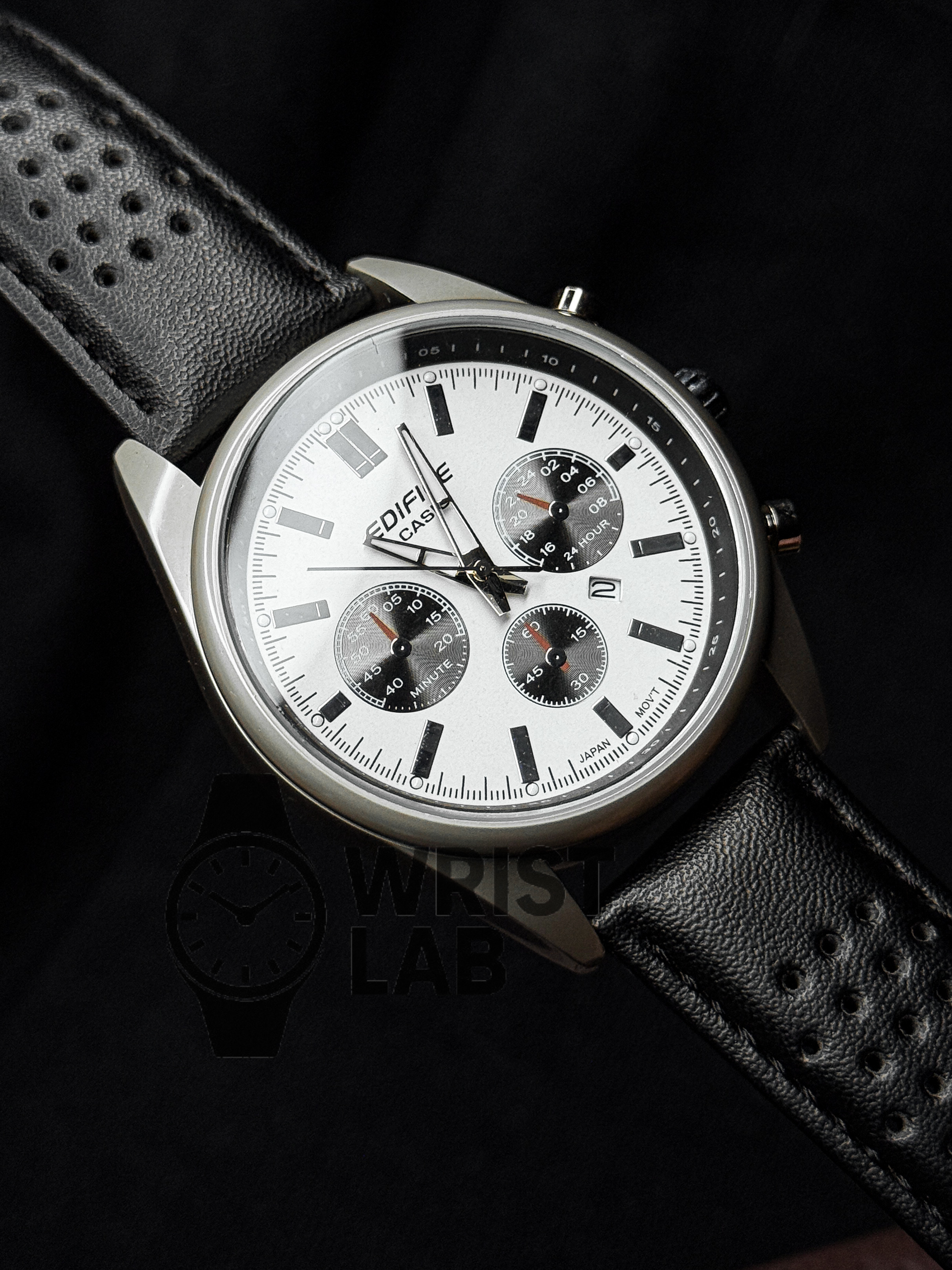 EDIFICE CLASSIC TRI-SUBDIAL WHITE DIAL BLACK BELT_img_1