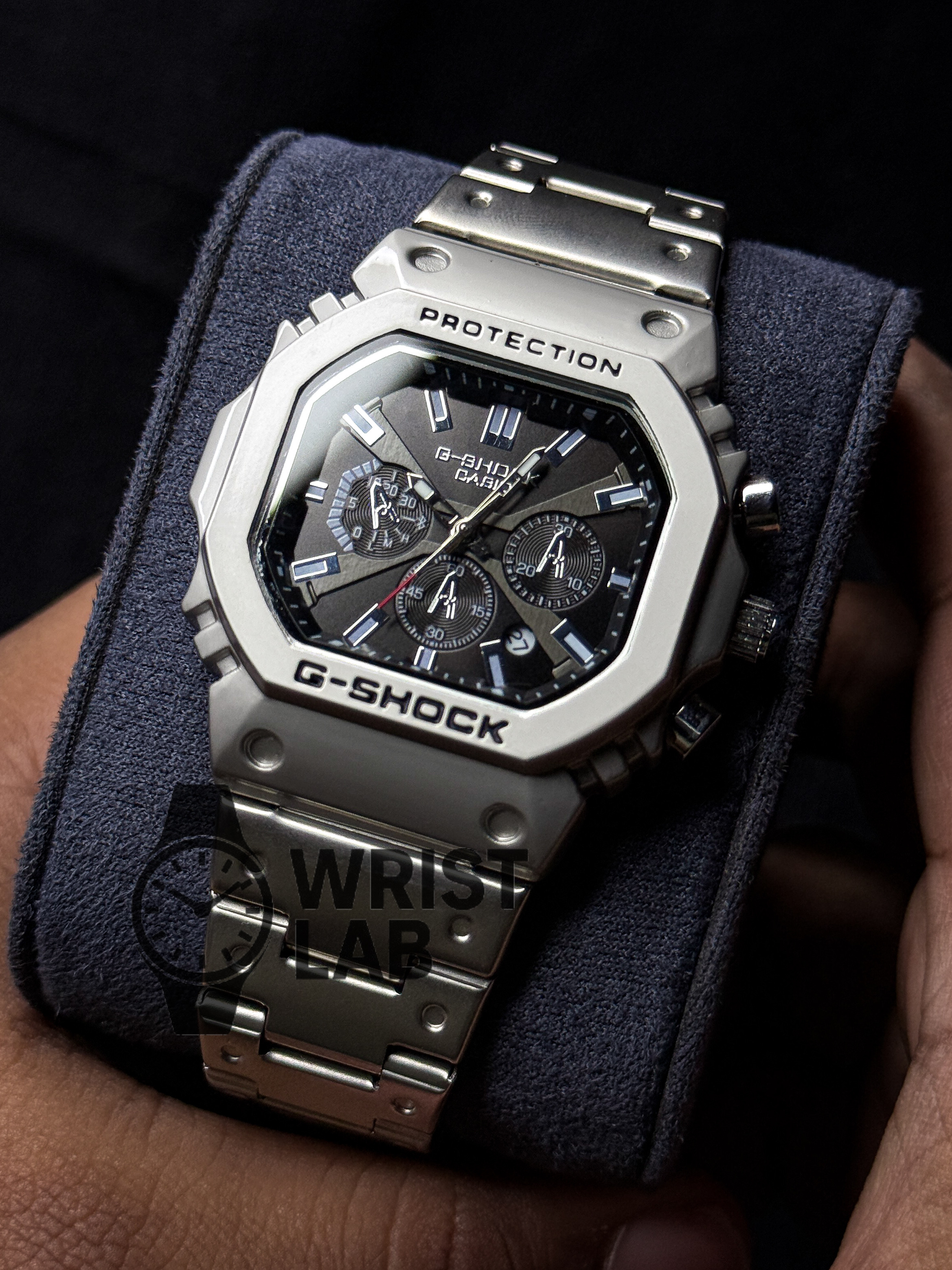 GSHOCK BLACK DIAL SILVER CHAIN_img_0