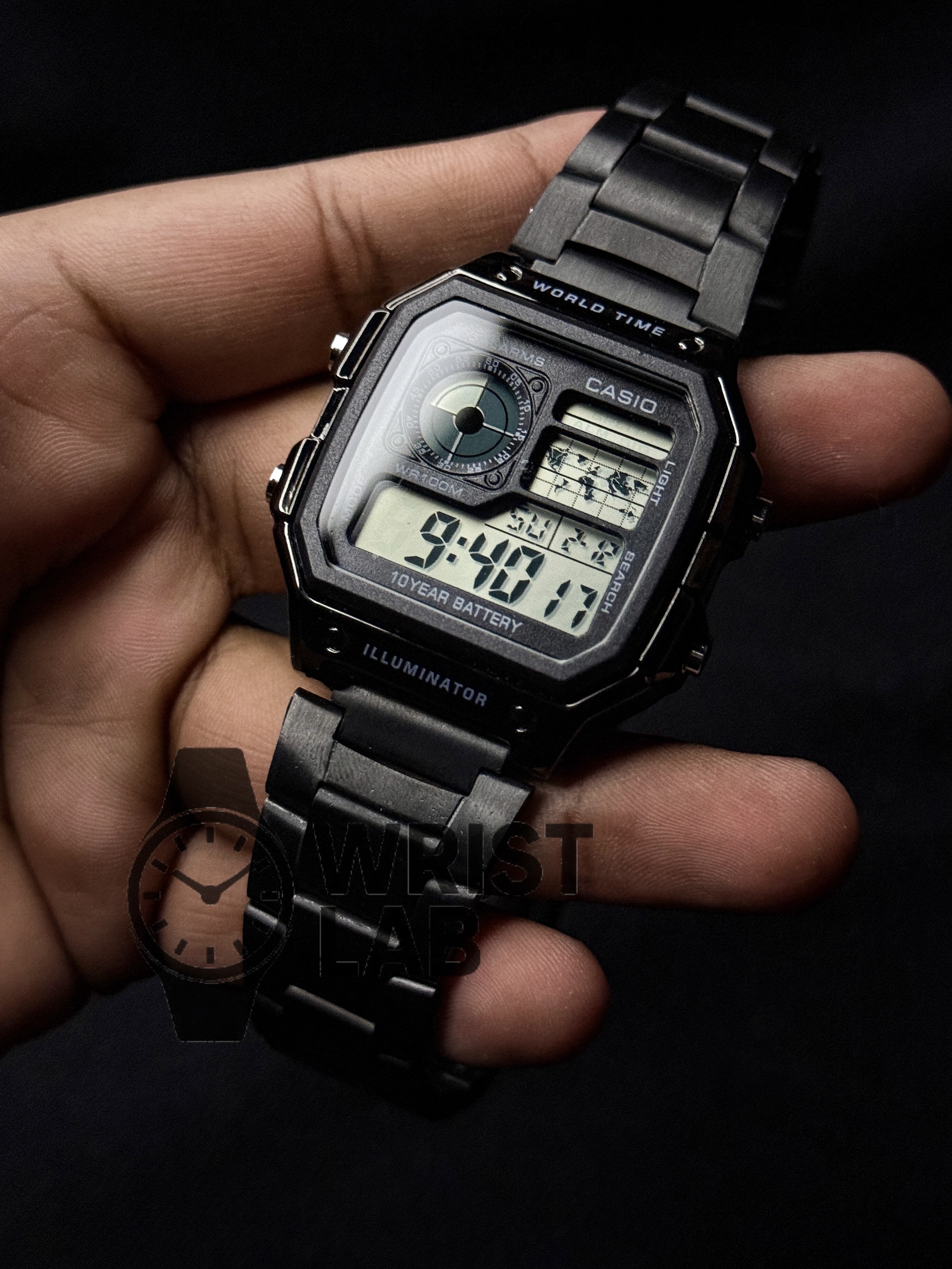 CASIO ROYALE STEEL BRACELET FULL BLACK_img_1