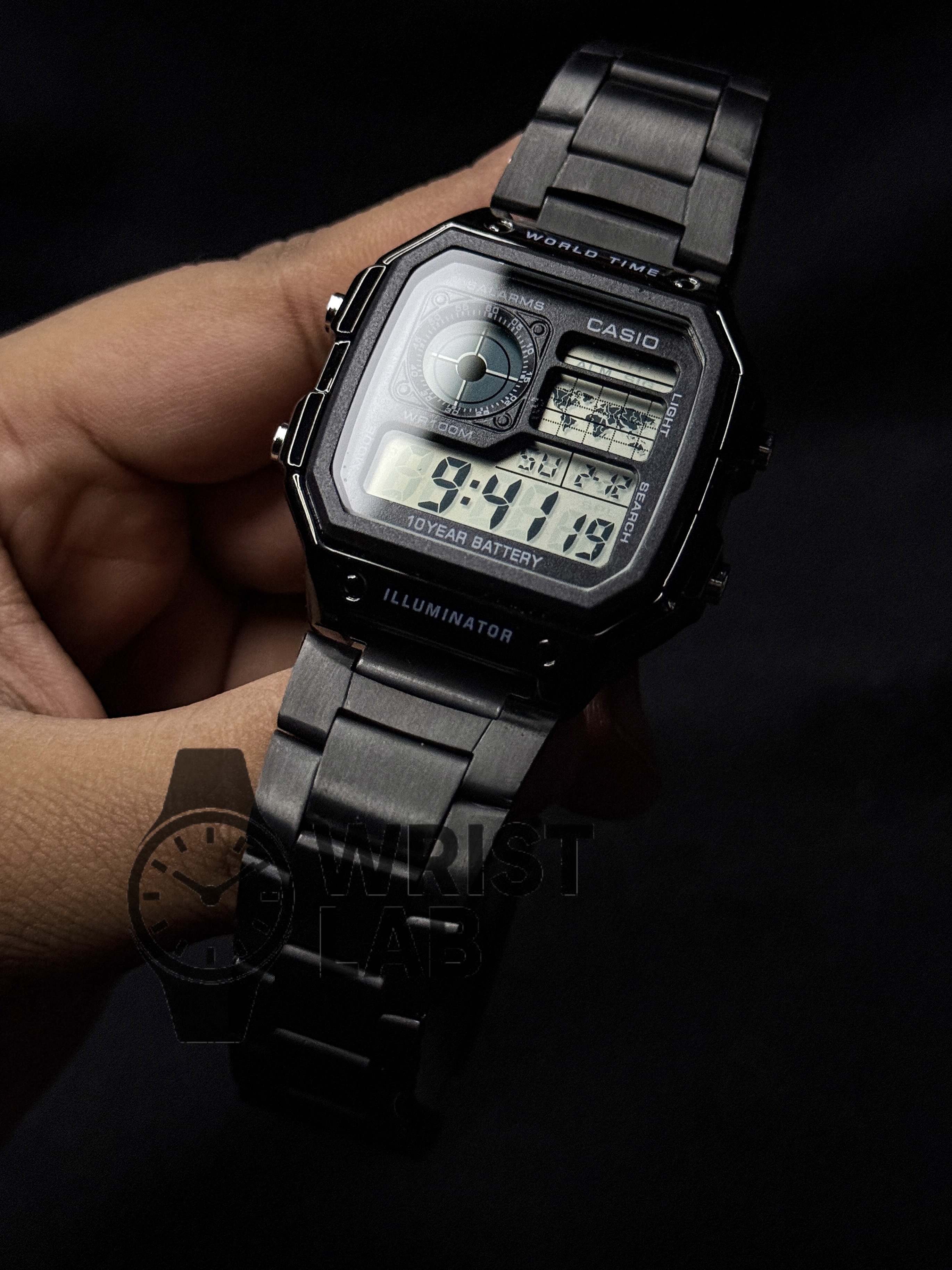 CASIO ROYALE STEEL BRACELET FULL BLACK_img_2