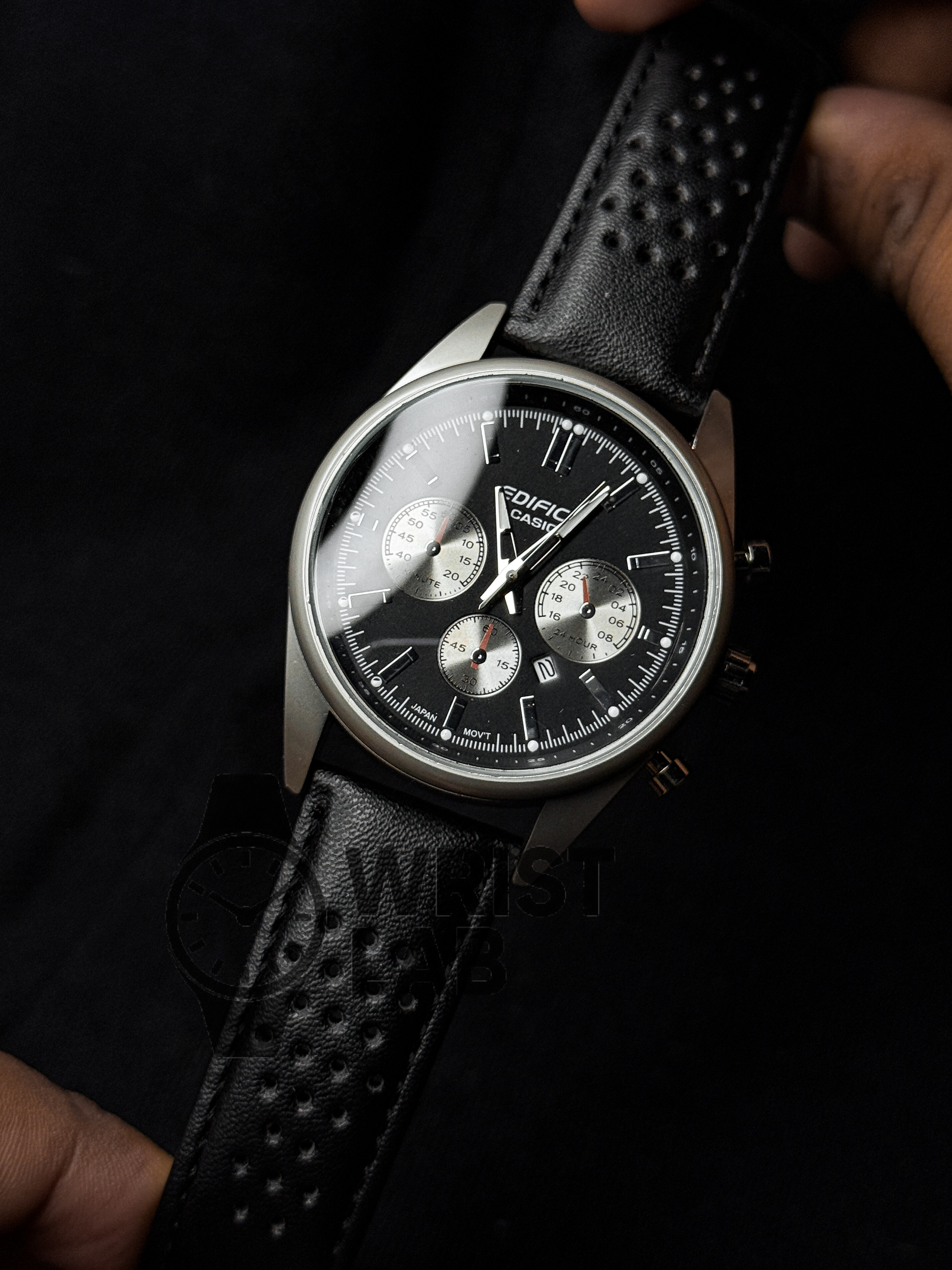 EDIFICE CLASSIC TRI-SUBDIAL BLACK DIAL BLACK BELT_img_0