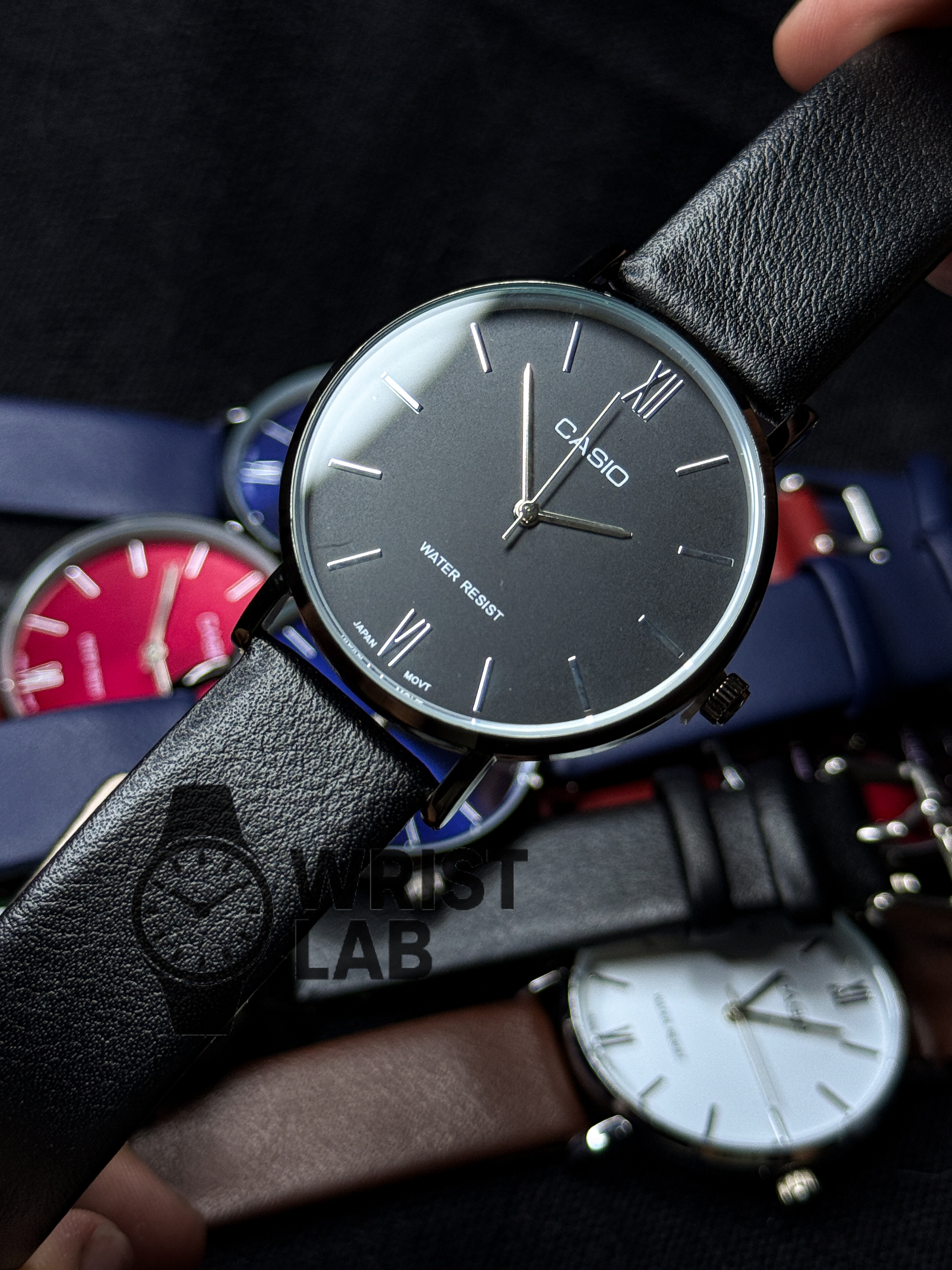 CASIO REGENT LINEAR BLACK BELT BLACK CASE BLACK DIAL_img_0