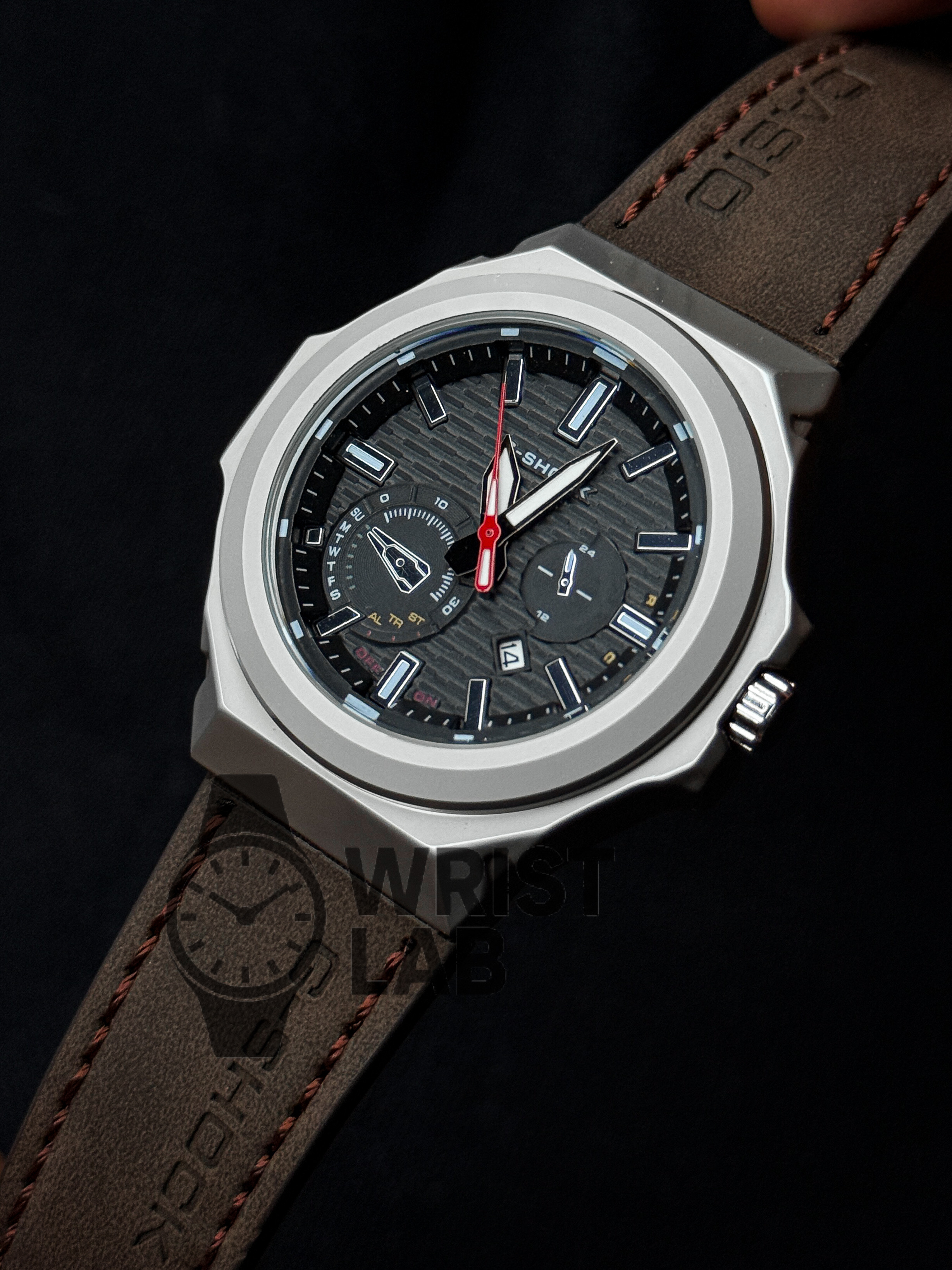 GSHOCK STEELFORGE OCTAGON BROWN BELT BLACK DIAL_img_1