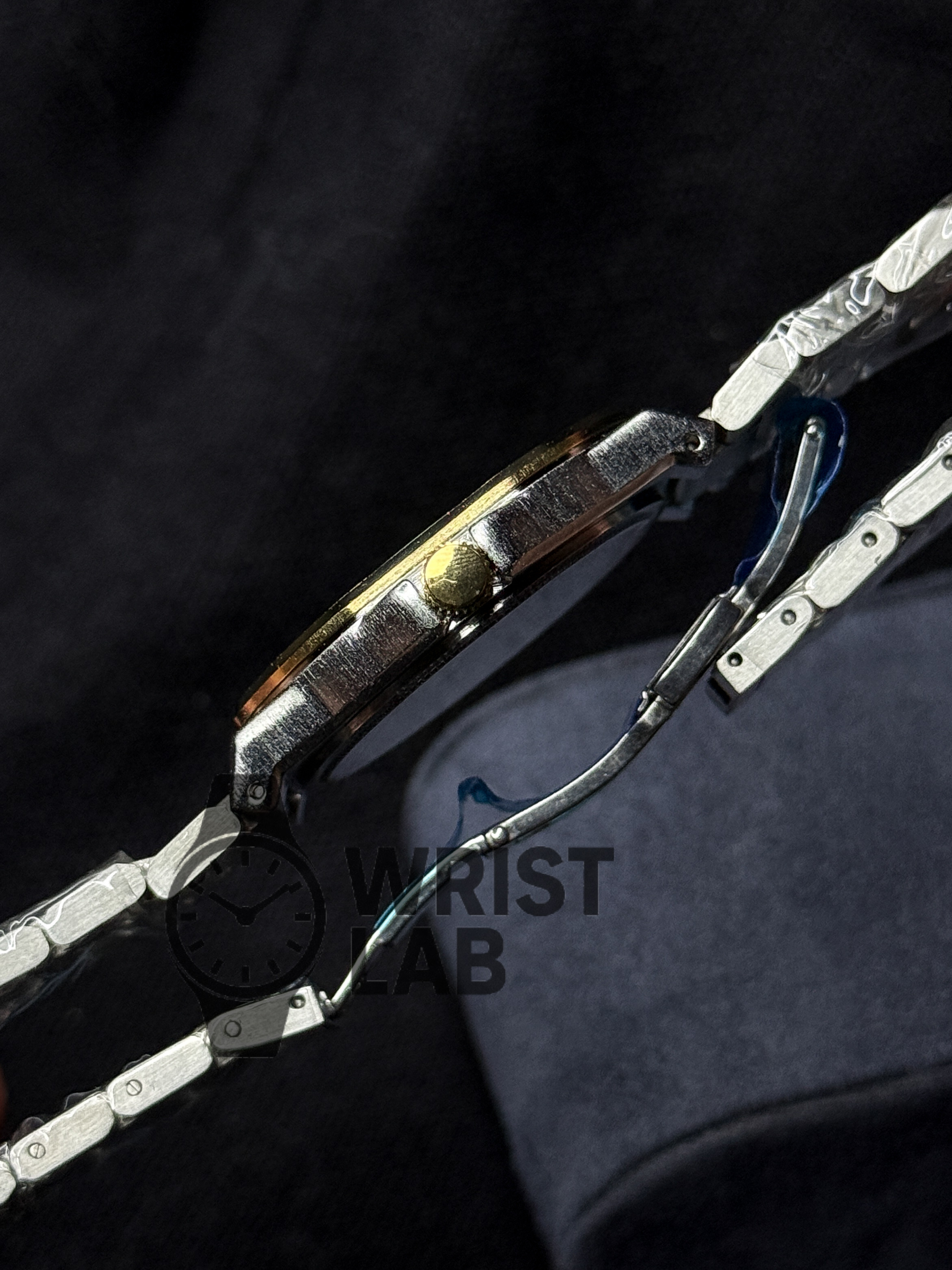 PATEK PHILIPPE MIDNIGHT RIBBED STEEL-LINK TWO TONE BLUE DIAL SILVER CHAIN_img_3