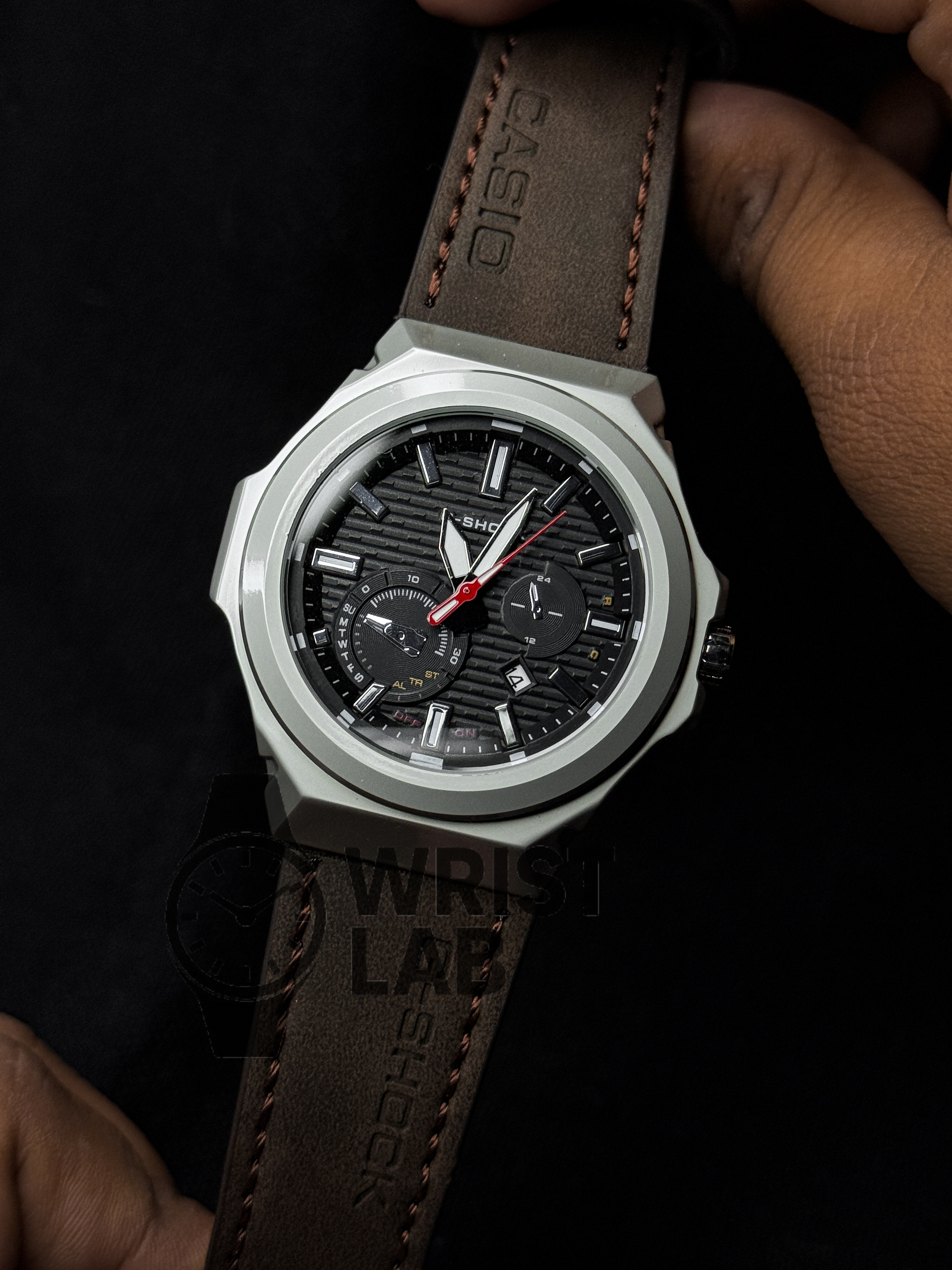 GSHOCK STEELFORGE OCTAGON BROWN BELT BLACK DIAL_img_3