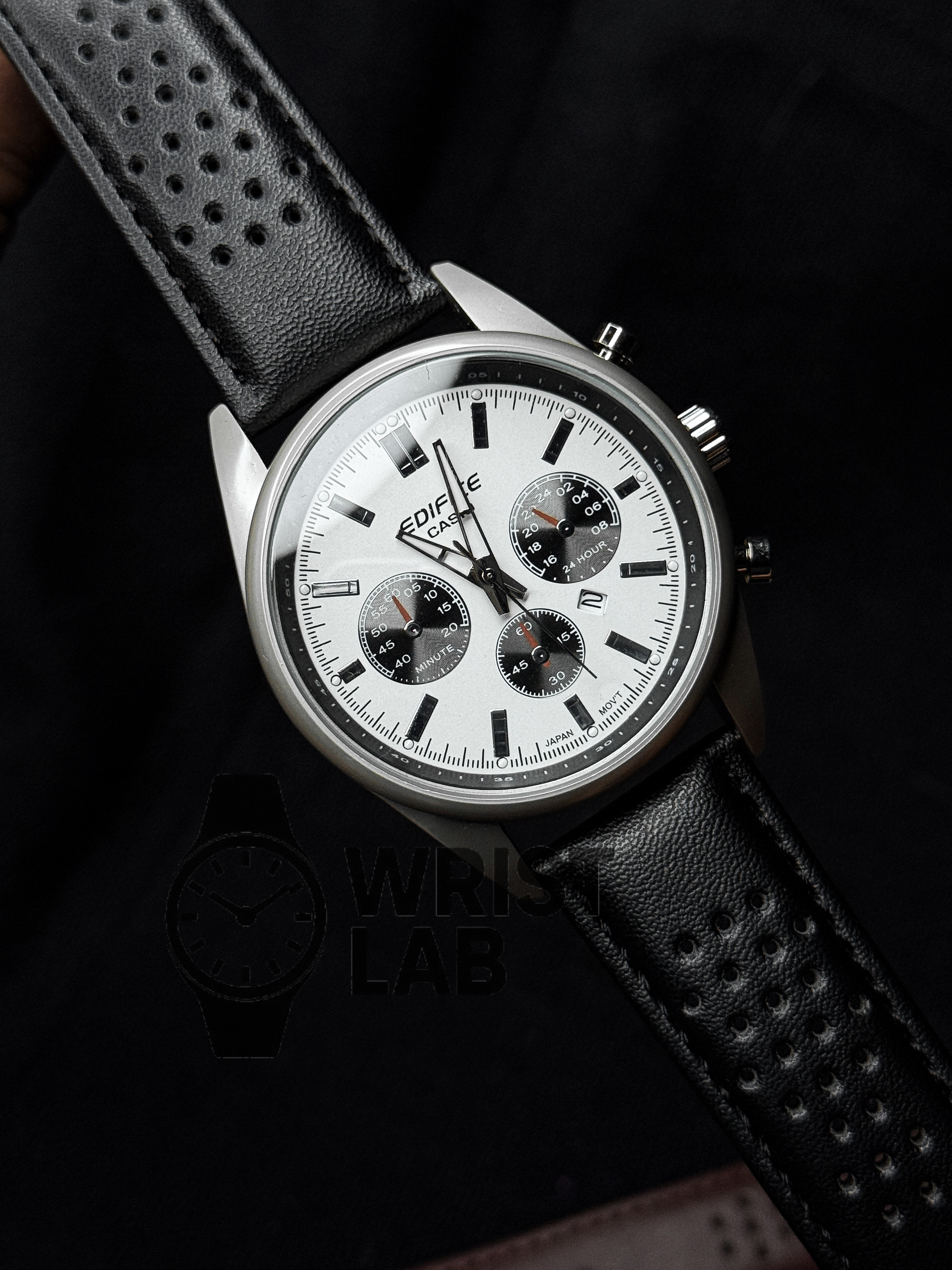 EDIFICE CLASSIC TRI-SUBDIAL WHITE DIAL BLACK BELT_img_0