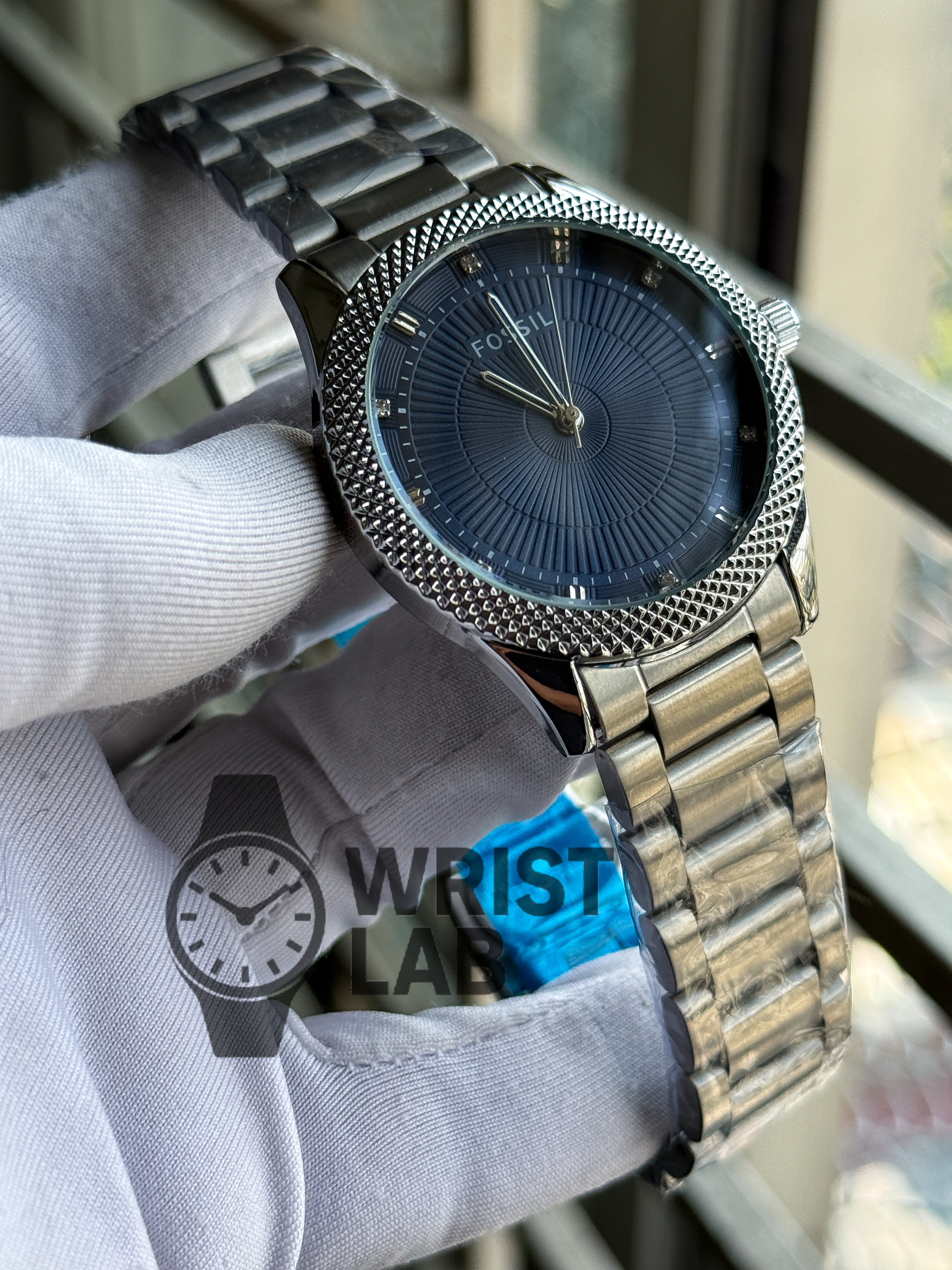 FOSSIL AZURE RADIANCE STEEL EDITION BLUE DIAL SILVER CHAIN_img_1