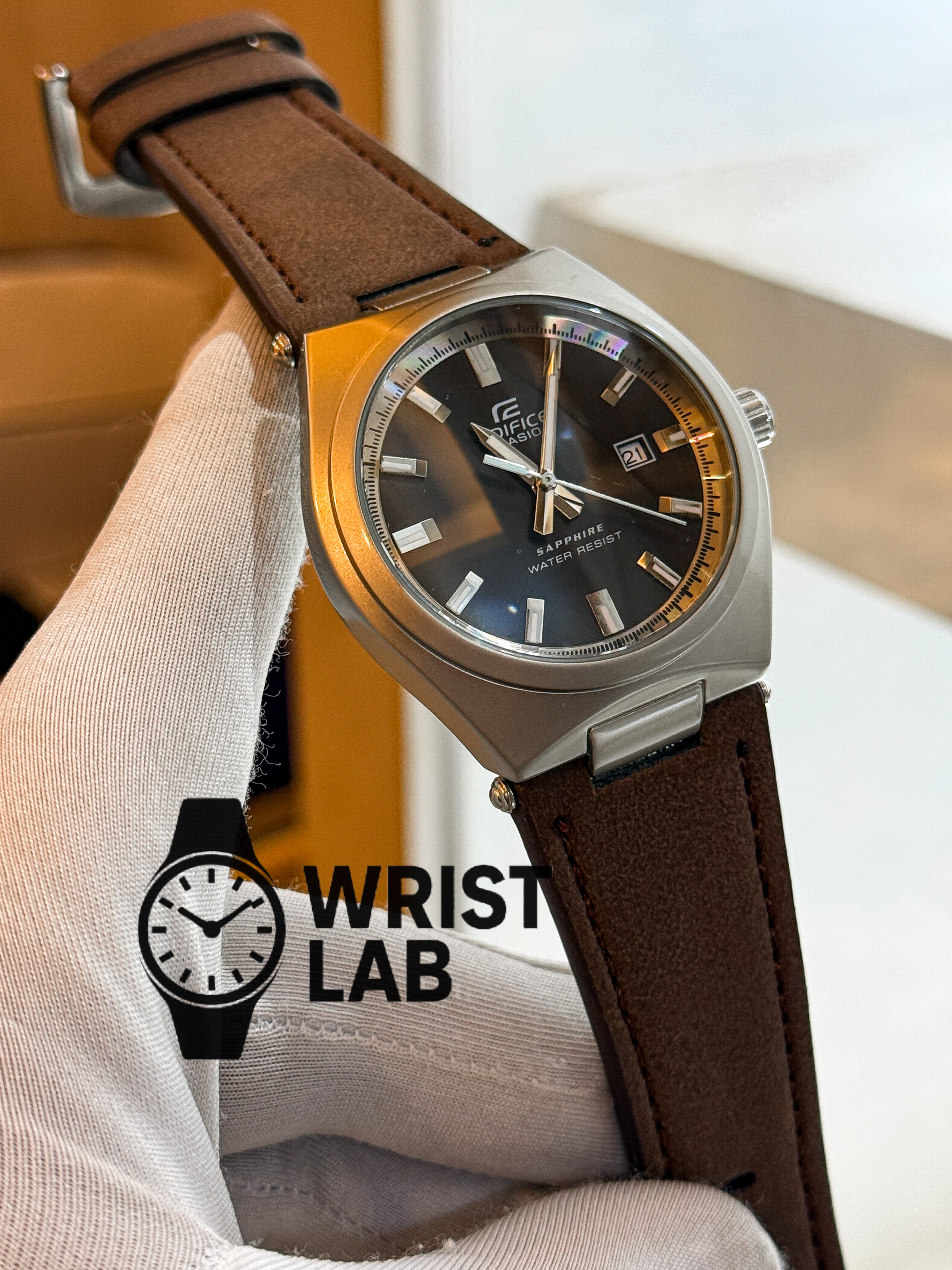 EDIFICE ELITE BROWN BELT SILVER CASE_img_0