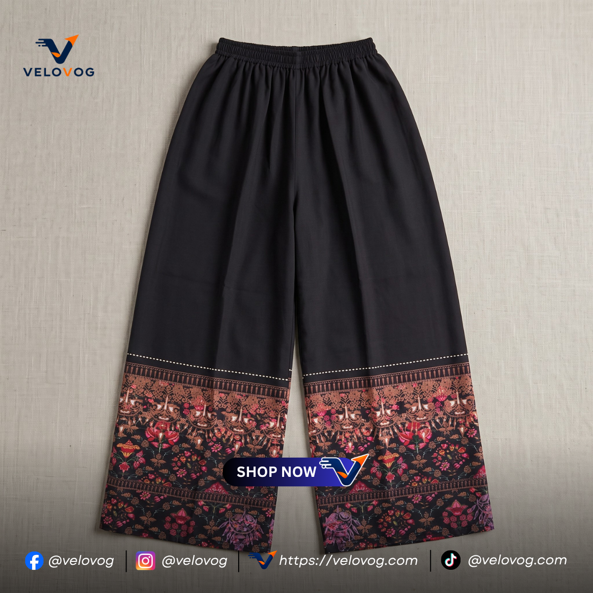 Elegant Black & Turquoise Printed 3-Piece Suit. রেডিমেড_img_9