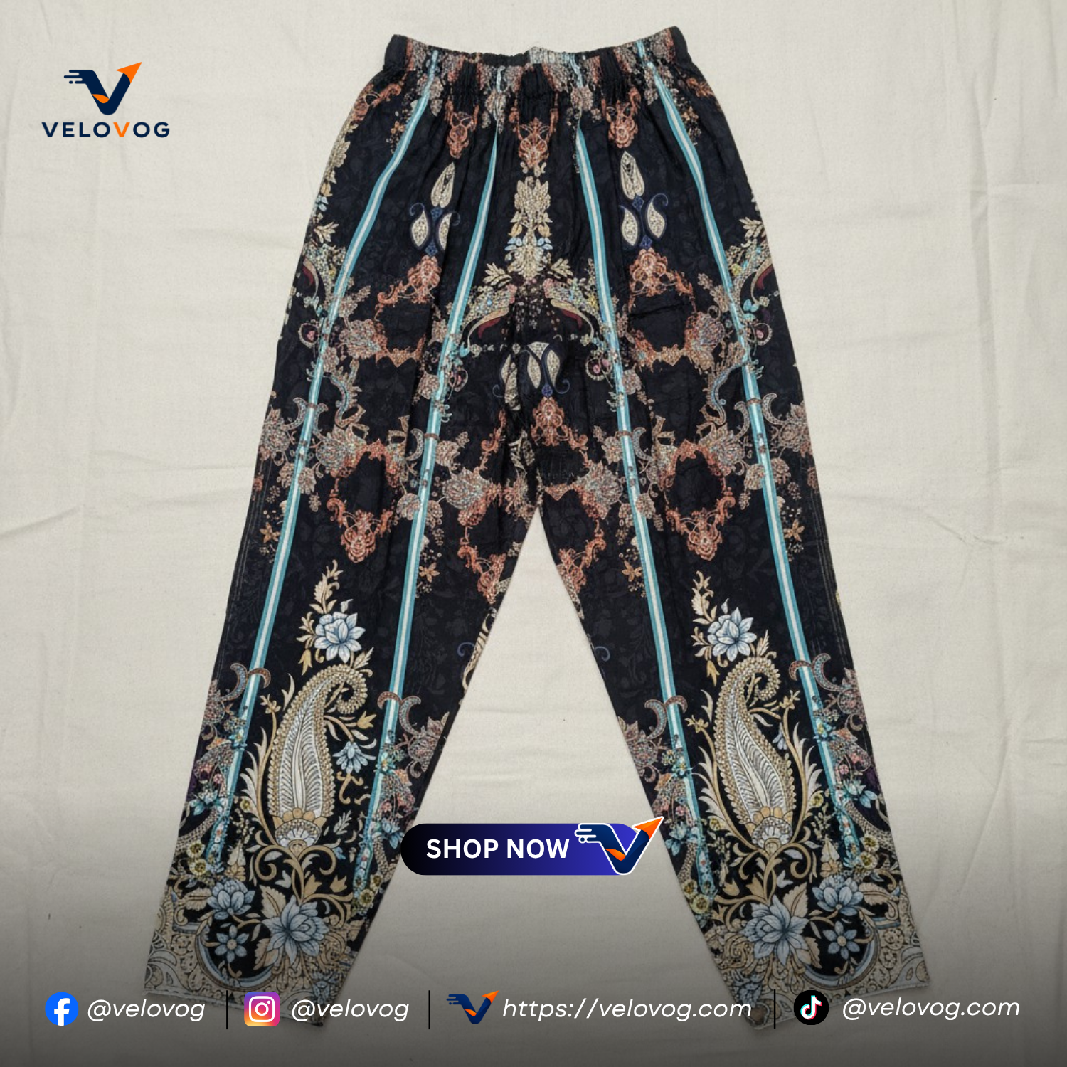 Elegant Black & Turquoise Printed 3-Piece Suit. রেডিমেড_img_6