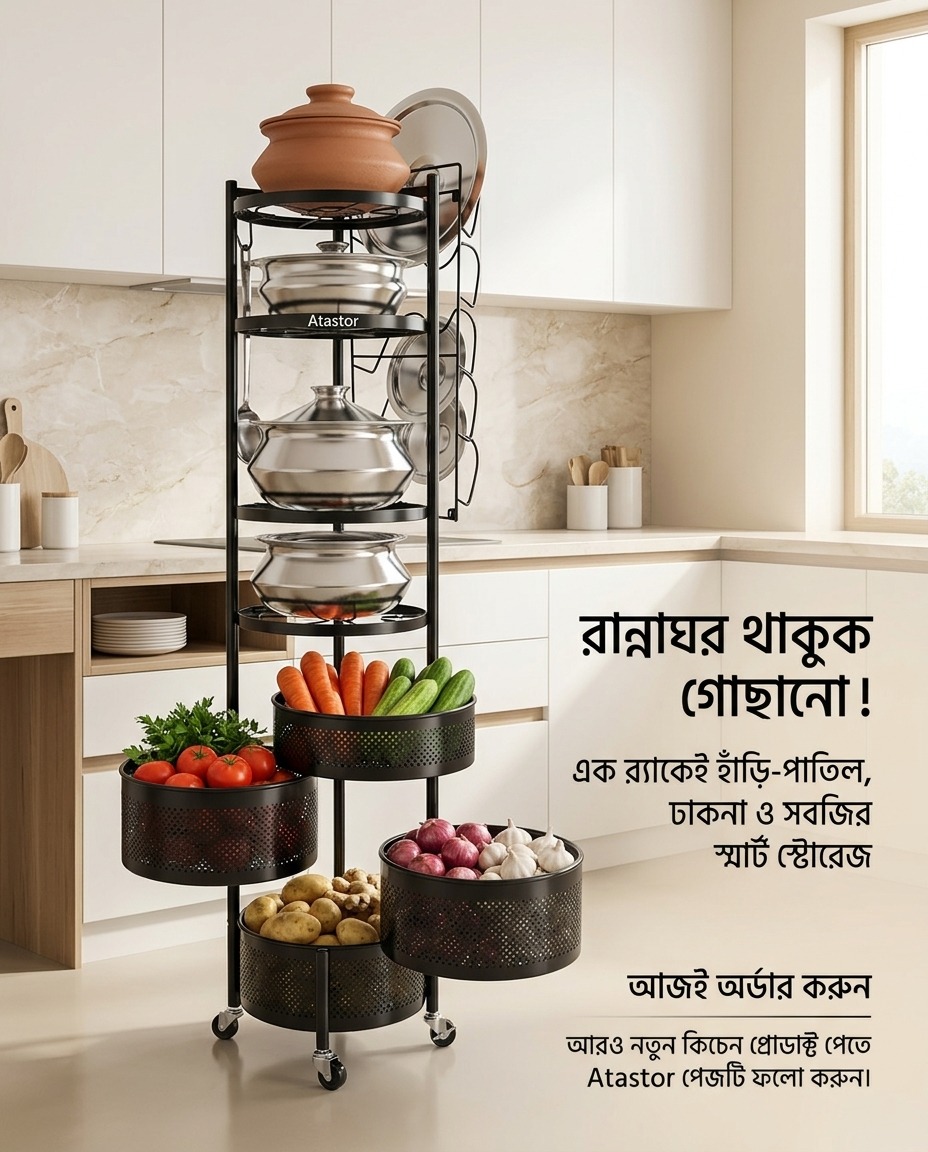 All-in-One Vegetable Kitchen Rack – 5 Feet | 8 Shelves |