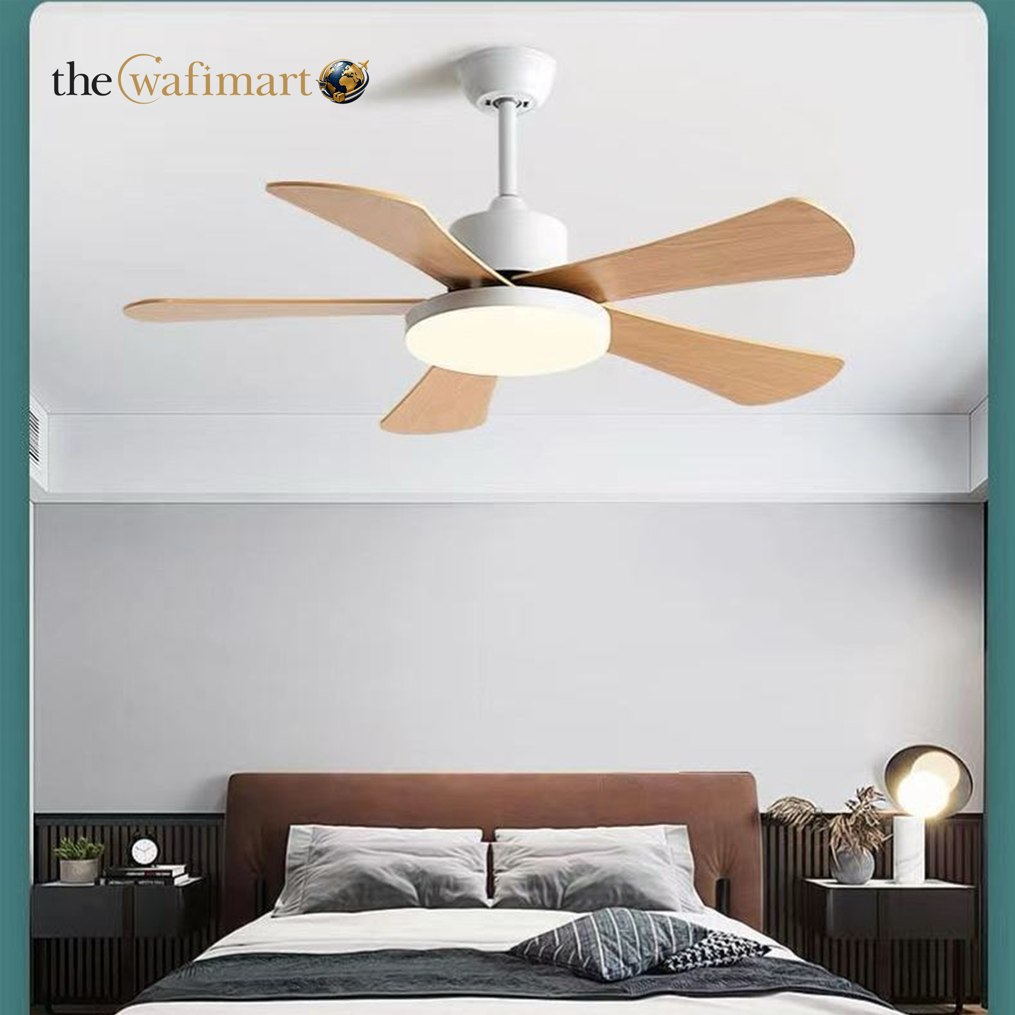 Children's Room 42 Inch Muti-color Appearance Colorful Wood Ceiling Fan Pendant Light With Remote Control_img_2