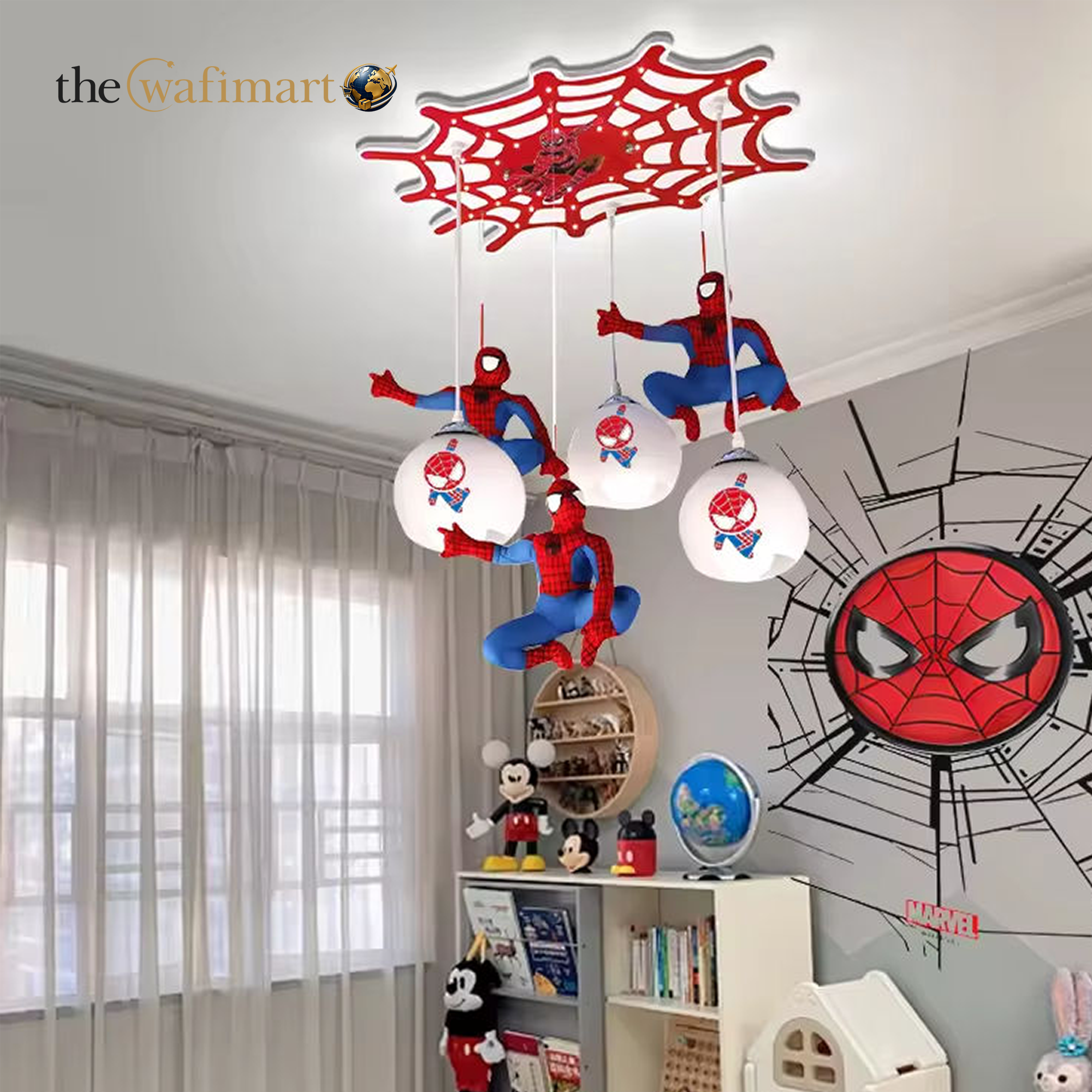 Spiderman Kids Bedroom Carton Chandelier Boy Bedroom Eye protection LED Modern Children's Ceiling Light_img_0