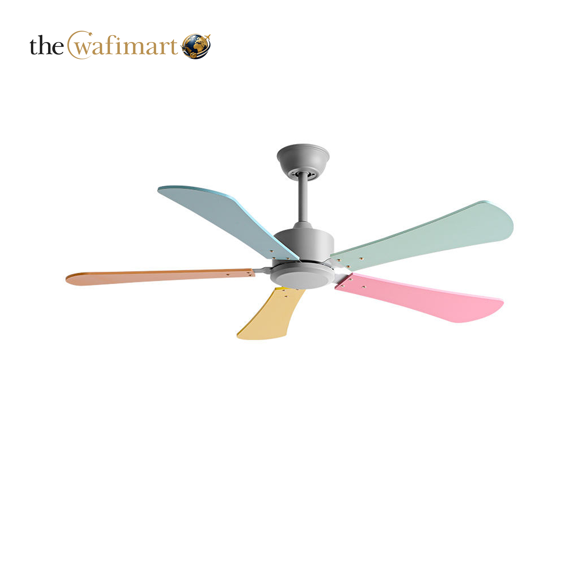 Macaron Color 5-Blade Ceiling Fan 42 Inch/48 Inch/ /52 Inch Creative Candy Color Children's Room Fan Lamp_img_0