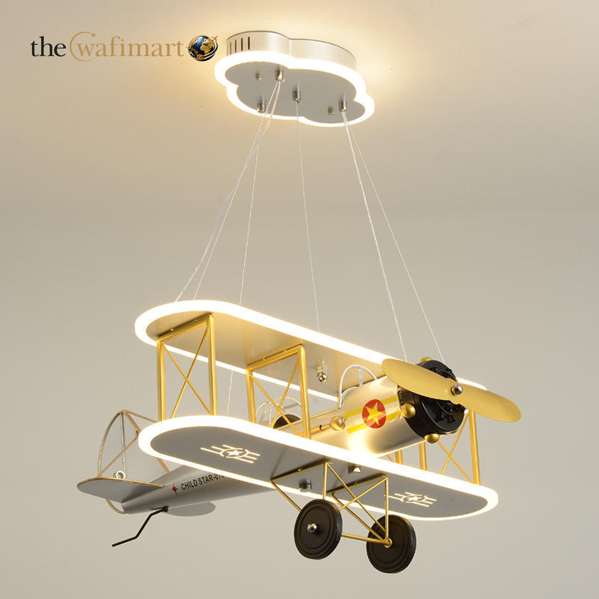 Nordic LED Simple Cartoon Aircraft Chandelier Children's Fan Lamp Creative Boys and Girls Bedroom Ceiling Fan Pendant Light_img_4