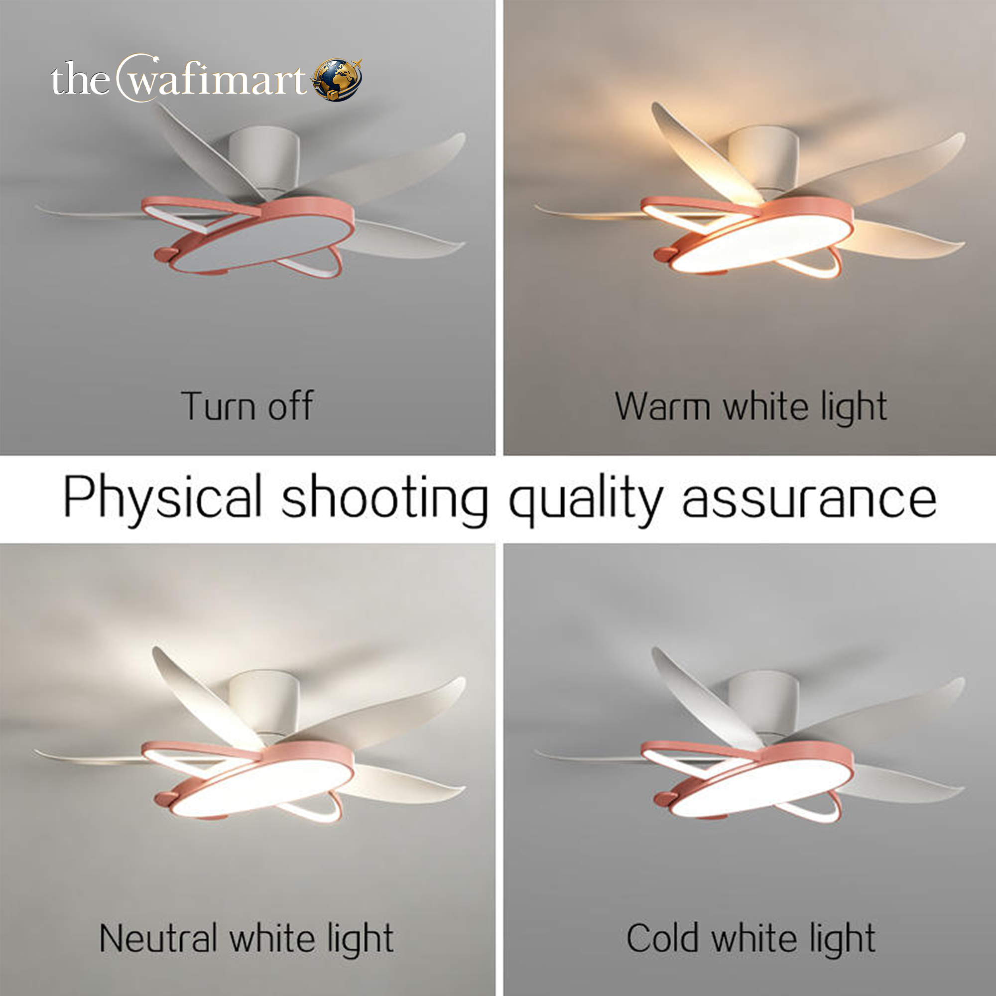 Smart DC LED Ceiling Fan Iron Construction Modern Design Dimmable 5 Blades 6-Speed Remote Control for Children's Rooms Bedrooms_img_1