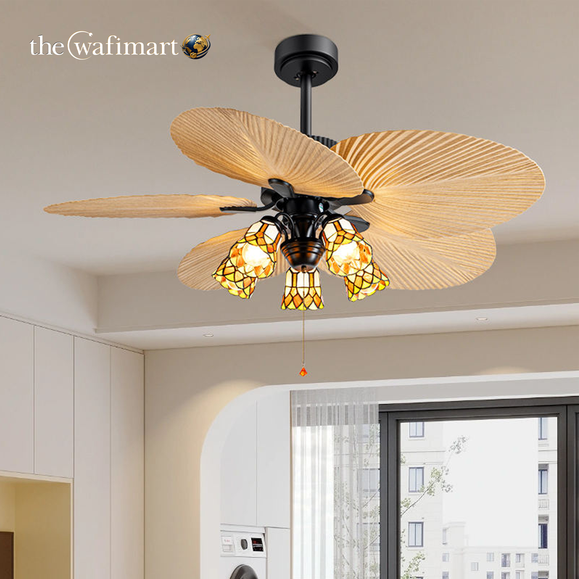 Black Luxury 7031 Indoor ABS Living Room Bedroom DC Motor Remote Control 5 Blades Energy Efficient Ceiling Fan_img_0