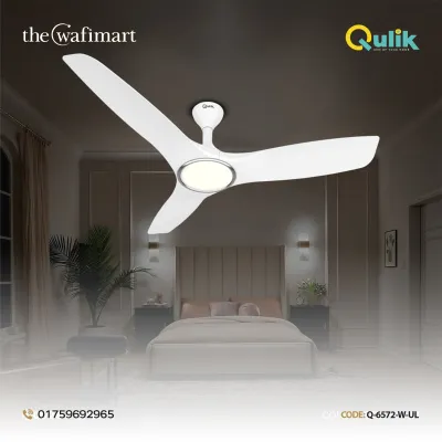 Qulik Aerovane UL 52" Modern Decorative Silent ABS Blade Remote Under Light Ceiling Fan (White) Q-6572-W-UL_img_0