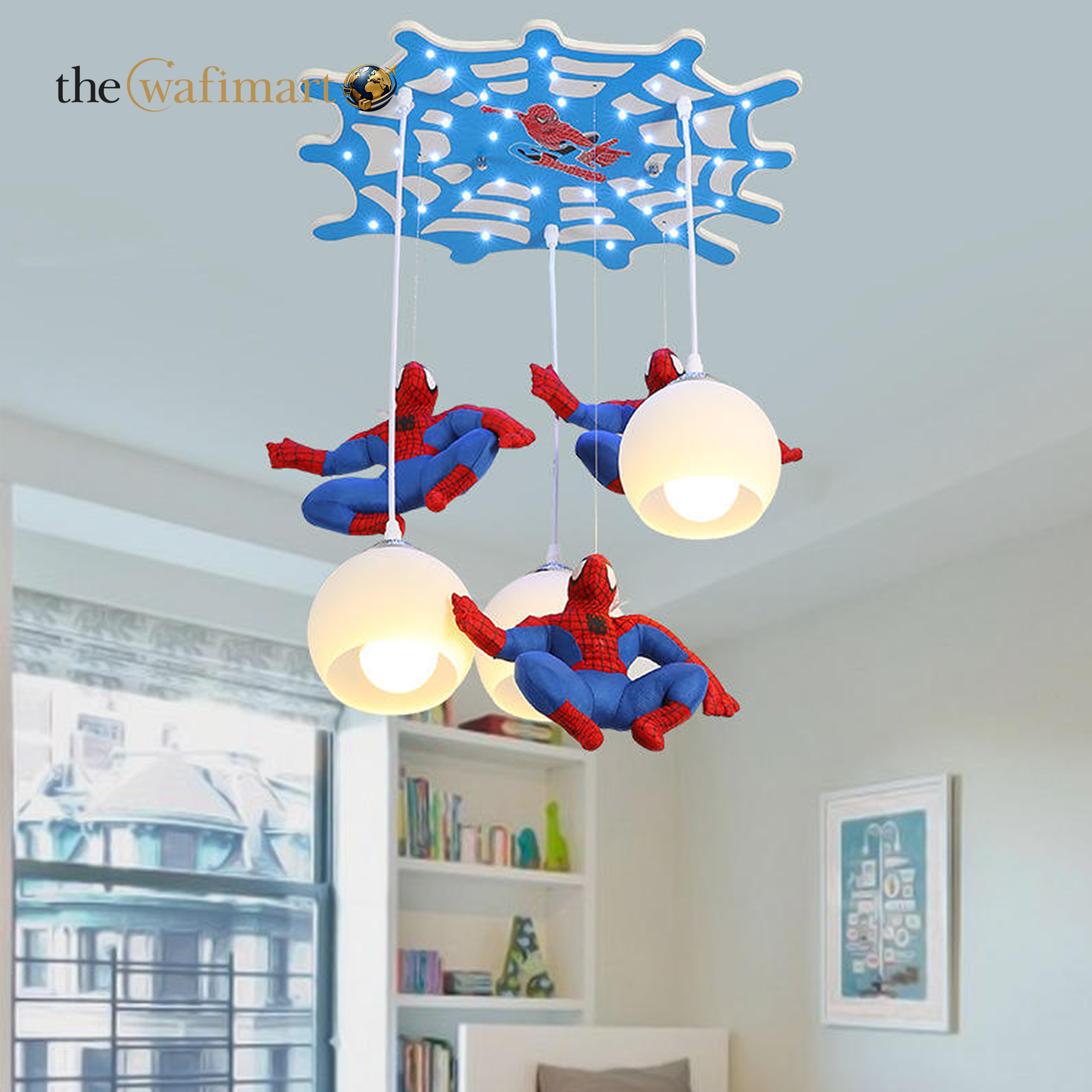 Spiderman Kids Bedroom Carton Chandelier Boy Bedroom Eye protection LED Modern Children's Ceiling Light_img_1
