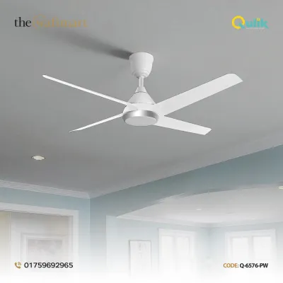 Qulik Alpha Edge 4B 53"- Decorative Energy Saving BLDC Remote Control Ceiling Fan (Parle White) | Q-6576-PW_img_0