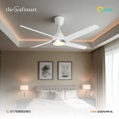 Qulik Alpha Edge 5B 53"- Decorative Energy Saving BLDC Remote Control Ceiling Fan (Parle White) | Q-6577-PW-UL_img_0
