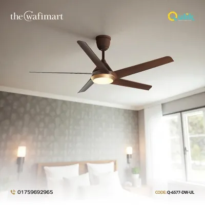 Qulik Alpha Edge 5B 53"- Decorative Energy Saving BLDC Remote Control Ceiling Fan (Dark Wood) | Q-6576-DW-UL_img_0