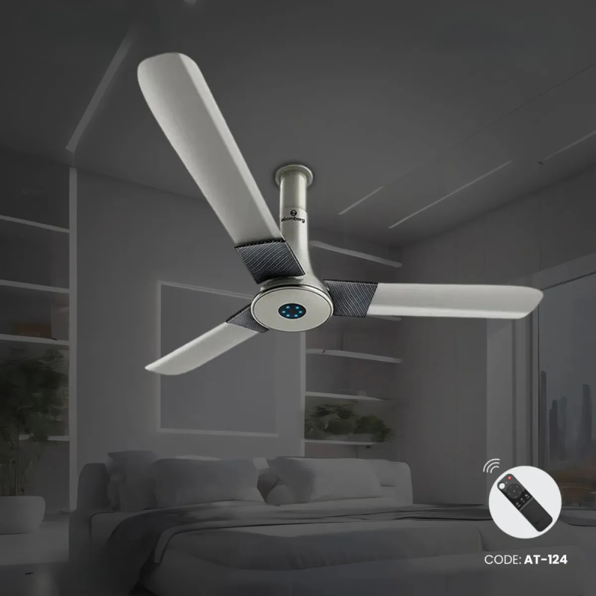 Atomberg Studio+ 48" 35W BLDC motor Energy Saving Anti-Dust Speed Indicator Light Ceiling Fan with Remote Control (Sand Grey ) AT-124
