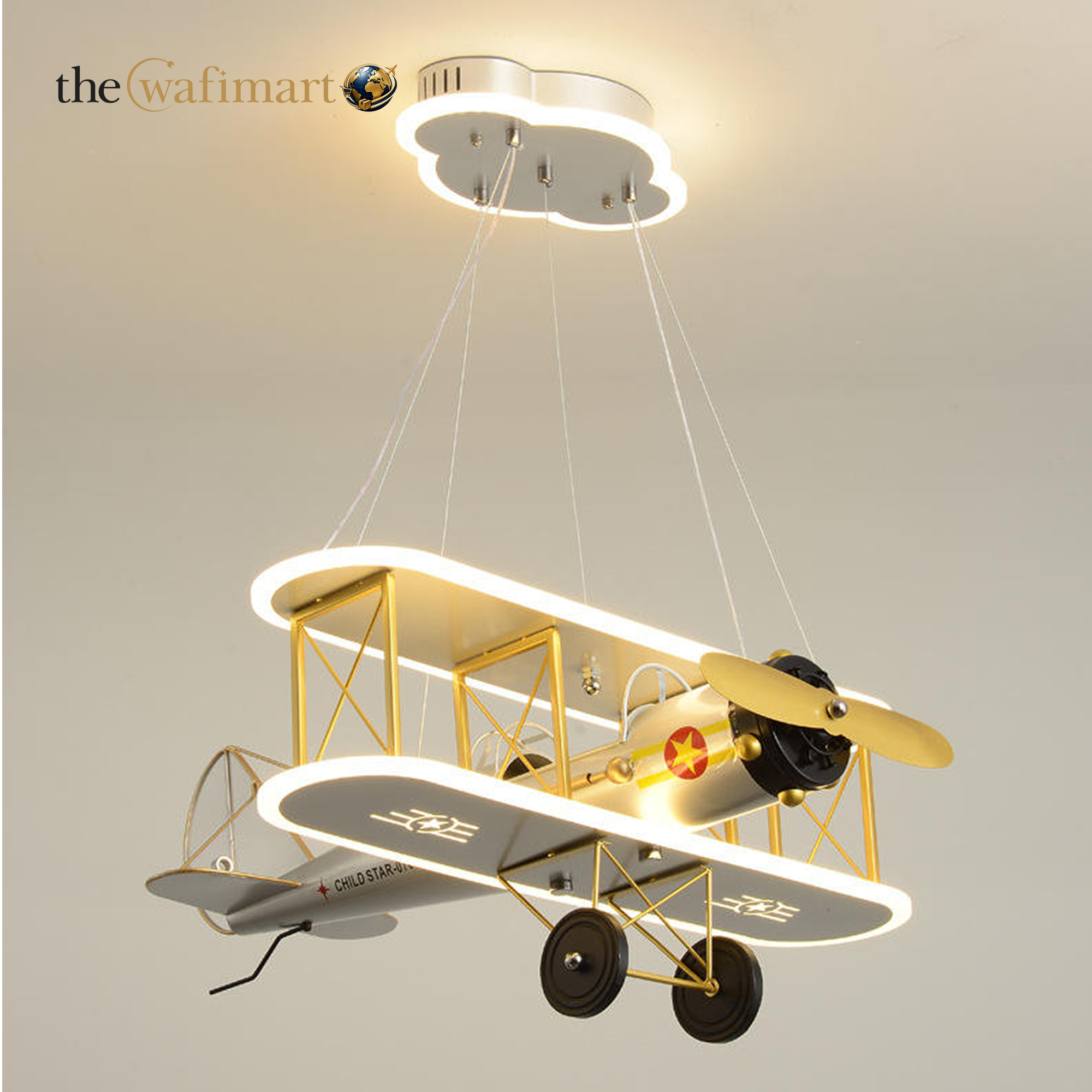 Nordic LED Simple Cartoon Aircraft Chandelier Children's Fan Lamp Creative Boys and Girls Bedroom Ceiling Fan Pendant Light_img_3