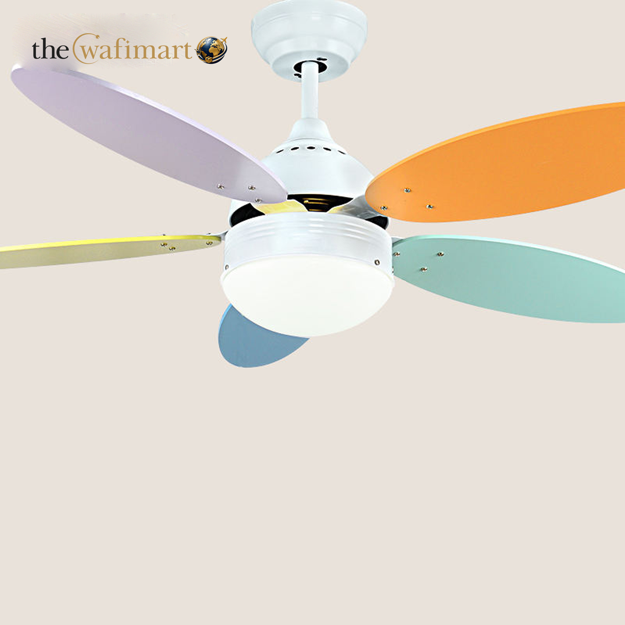 42 Inch Children Living Room Wood Blades Low Noise Cute Eye Protect LED Ceiling Fan With Light_img_3