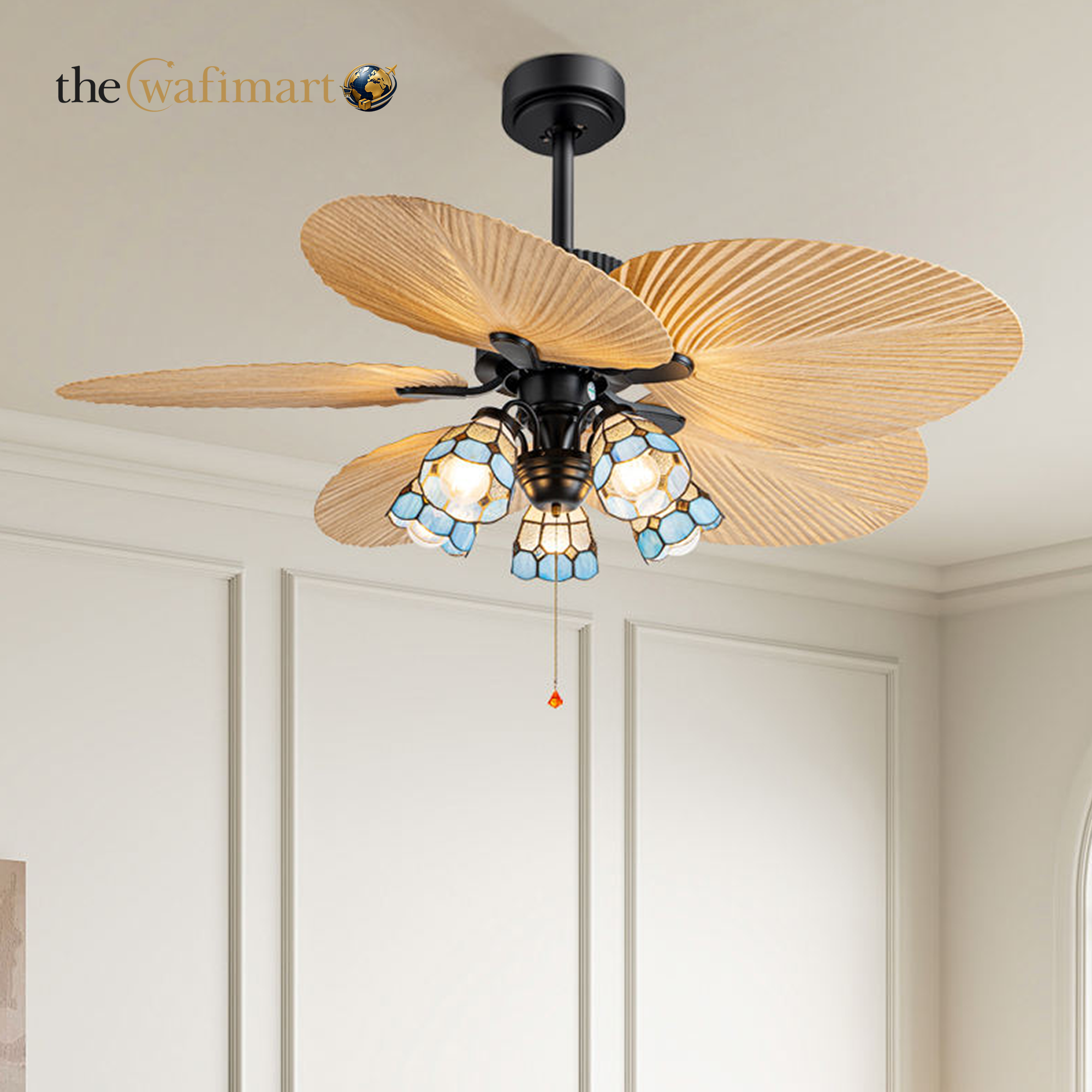 Black Luxury 7031 Indoor ABS Living Room Bedroom DC Motor Remote Control 5 Blades Energy Efficient Ceiling Fan_img_1