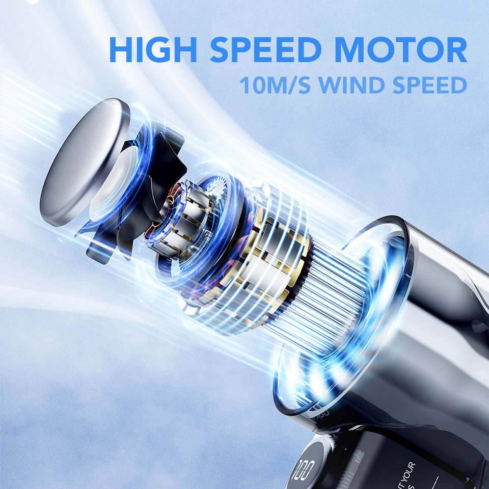 High Speed Brushless Motor Cooling Fan with LED & Ice Compress-USB Rechargeable Portable Handheld Fan with 3000mAh Battery_img_3