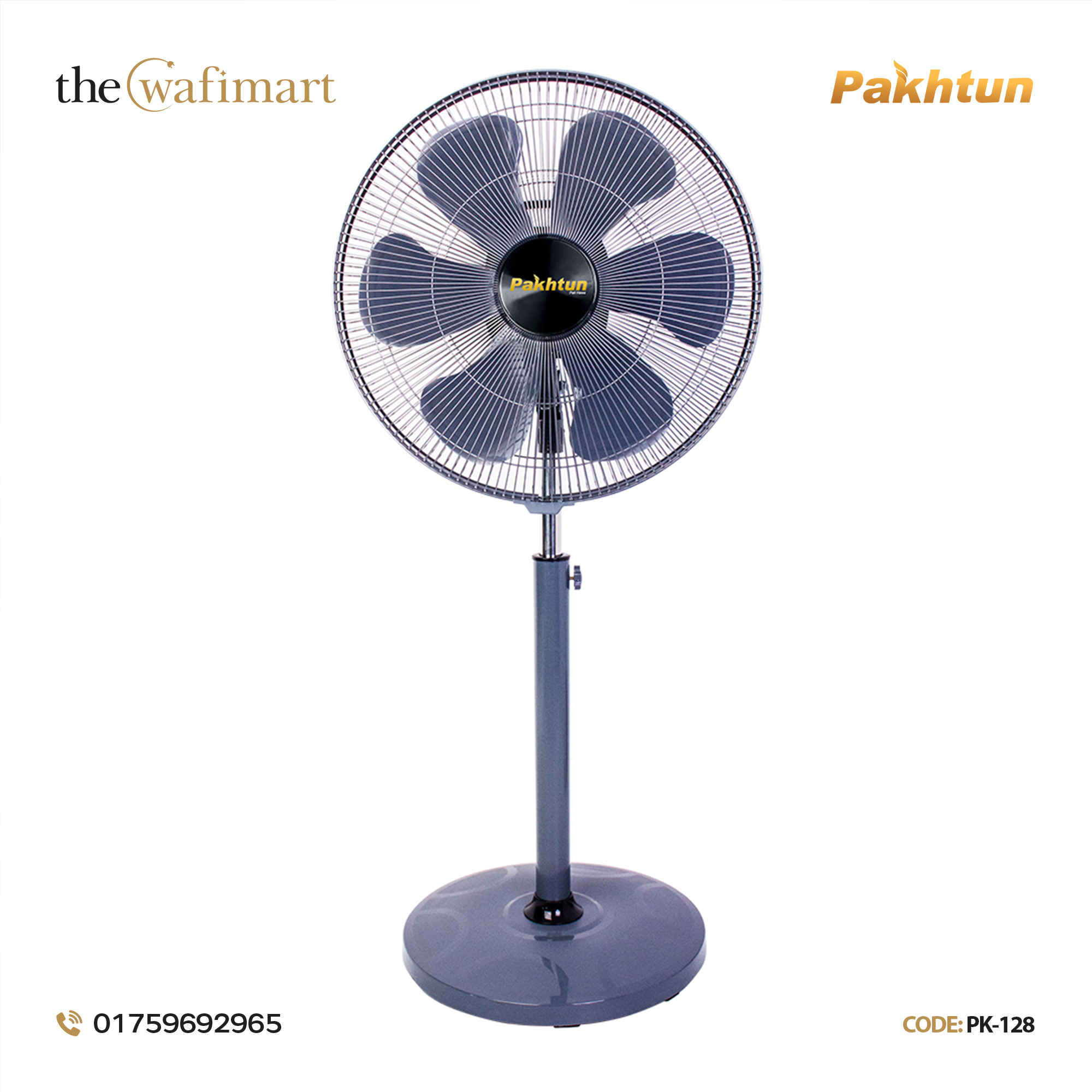 Pakhtun Tezra-450PP-G 18-Inch-High Speed Remote Control Stand Fan (Grey) | PK-128