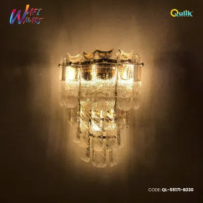 Qulik Modern Wall Lamp Basket Gold Plated Crystal Wall Appliques (QL-55171-B230)_img_0