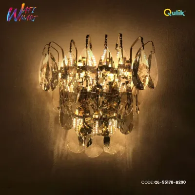Qulik Modern Wall Lamp Basket Gold Plated Crystal Wall Appliques (QL-55178-B290)_img_0