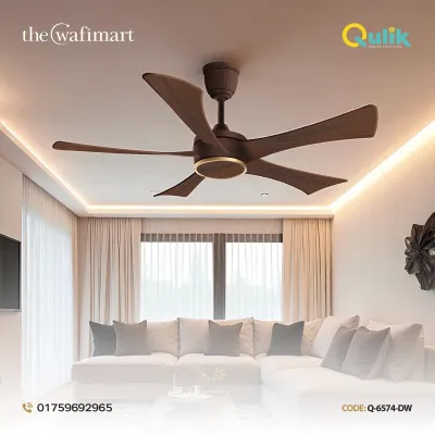 Qulik Falcon 53" Decorative Energy Saving BLDC Remote Control Ceiling Fan (Dark Wood) |Q-6574-DW-UL_img_1