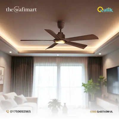 Qulik Quantom 56" Decorative Silent ABS Blade Remote Underlight Ceiling Fan (Dark Wood) | Q-6573-DW-UL_img_0