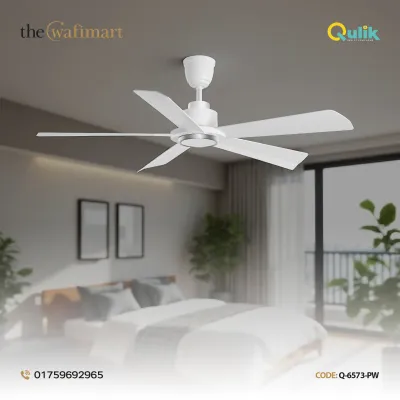 Qulik Quantom 56" Decorative Silent ABS Blade Remote Ceiling Fan (Pearl White) |Q-6573-PW_img_0