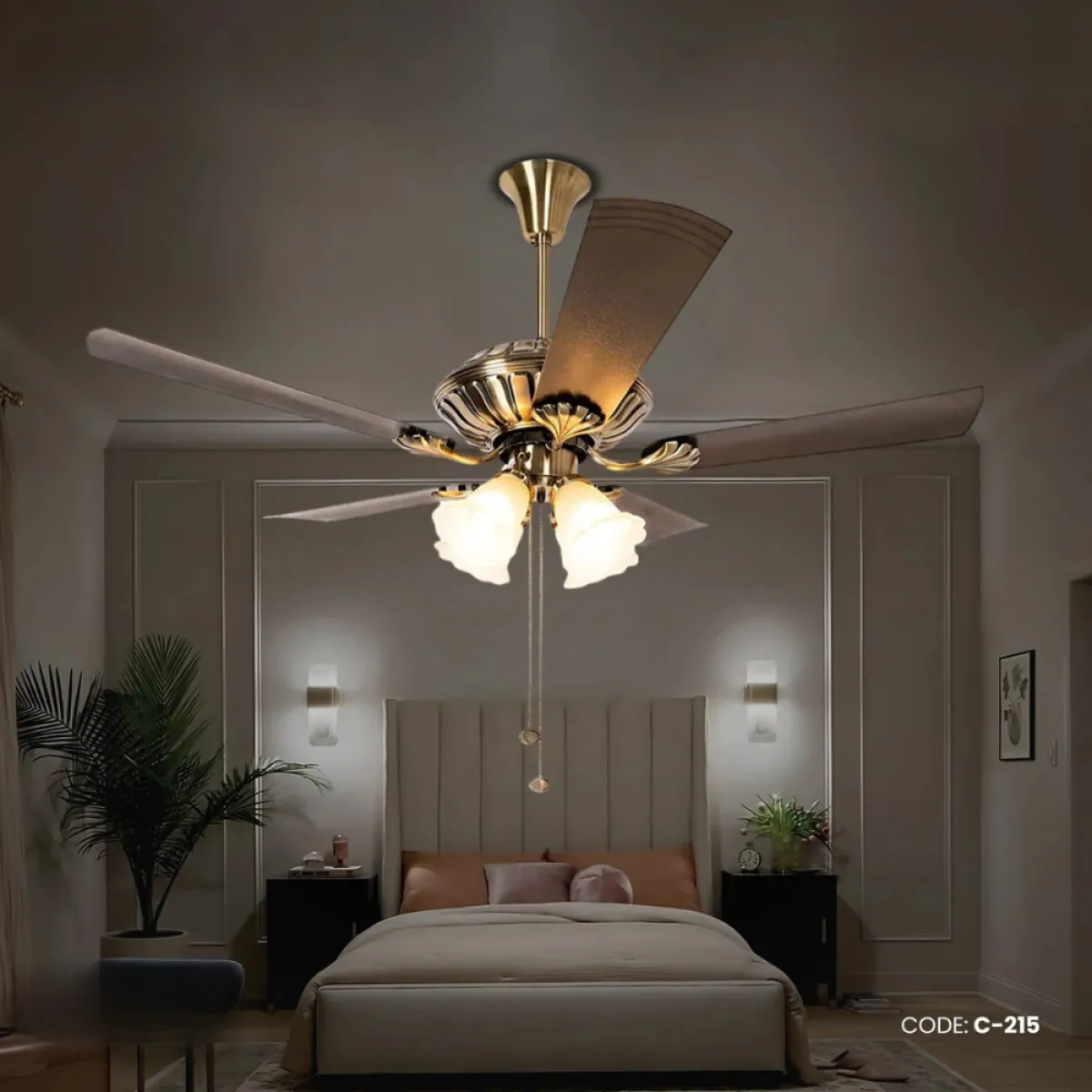 Crompton Jupiter 48" Decorative Ceiling Fan with Lights (Antique Brass ) C-215