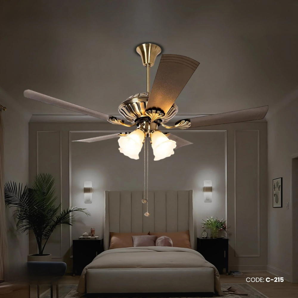 Crompton Jupiter 48" Decorative Ceiling Fan with Lights (Antique Brass ) C-215