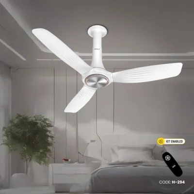 Havells Inox UL - 1200mm ABS ribbed blades Remote control IOT Enable Ceiling Fan (White) H-294_img_0