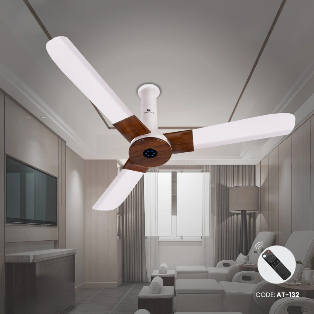Atomberg Studio+ 48" 35 Watt BLDC motor Energy Saving Anti-Dust Speed Indicator Light Ceiling Fan with Remote Control ( White Teakwood) AT-132