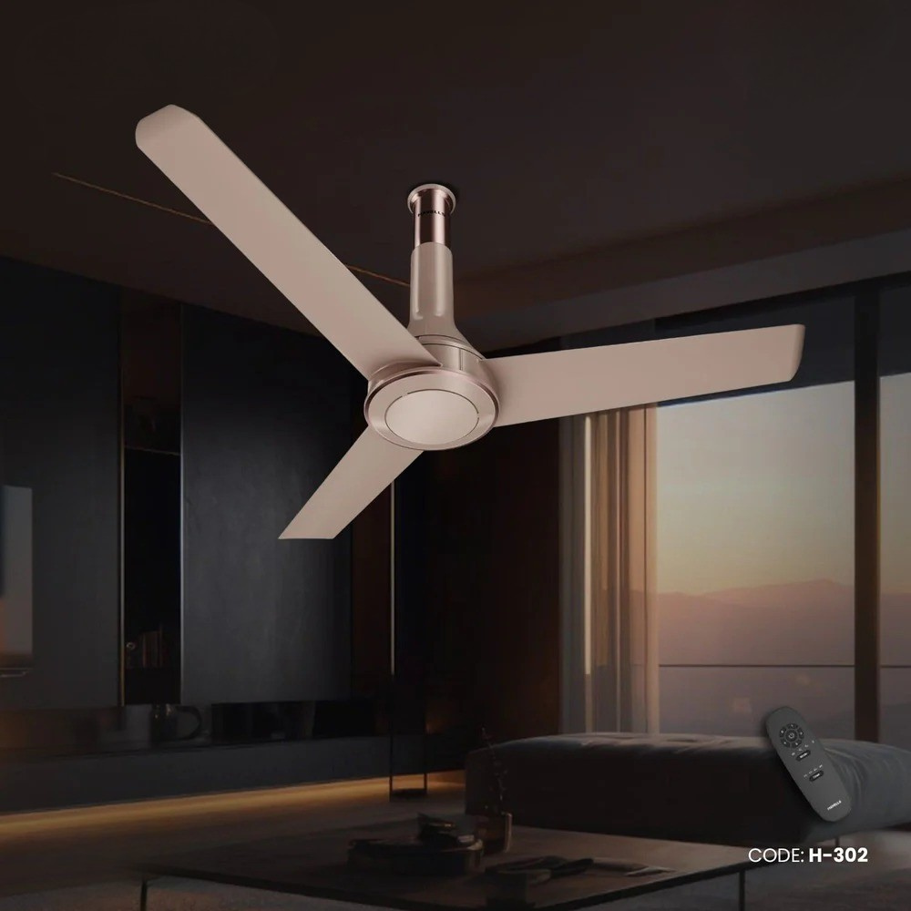 Havells Crista BLDC - 1200mm Dust Resistant Remote control Ceiling Fan (Champagne Cola) H-302